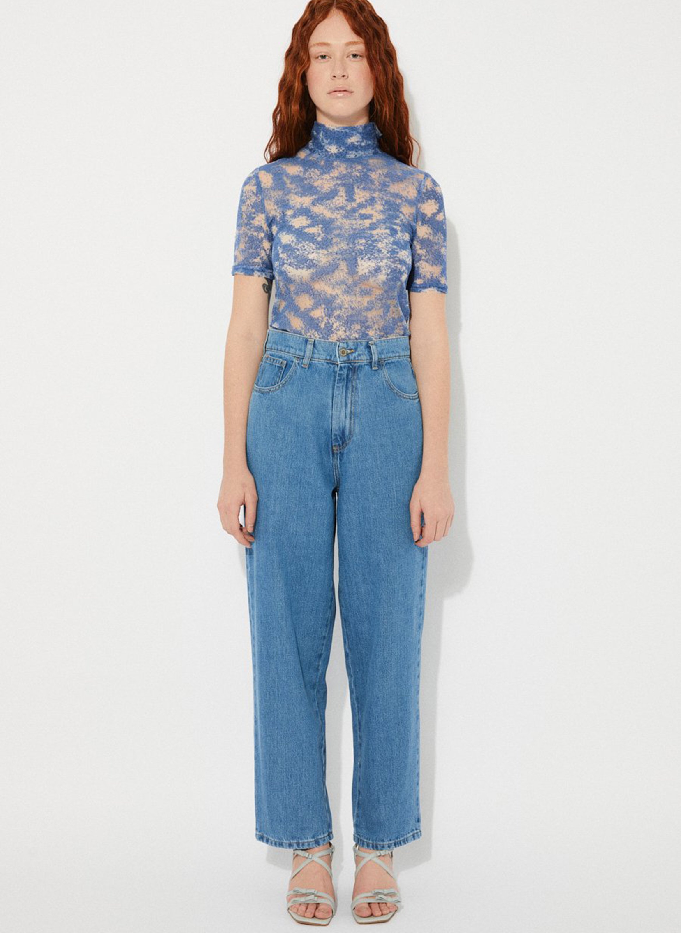 Top ajusté en coton mélangé RITA ROW Bleu