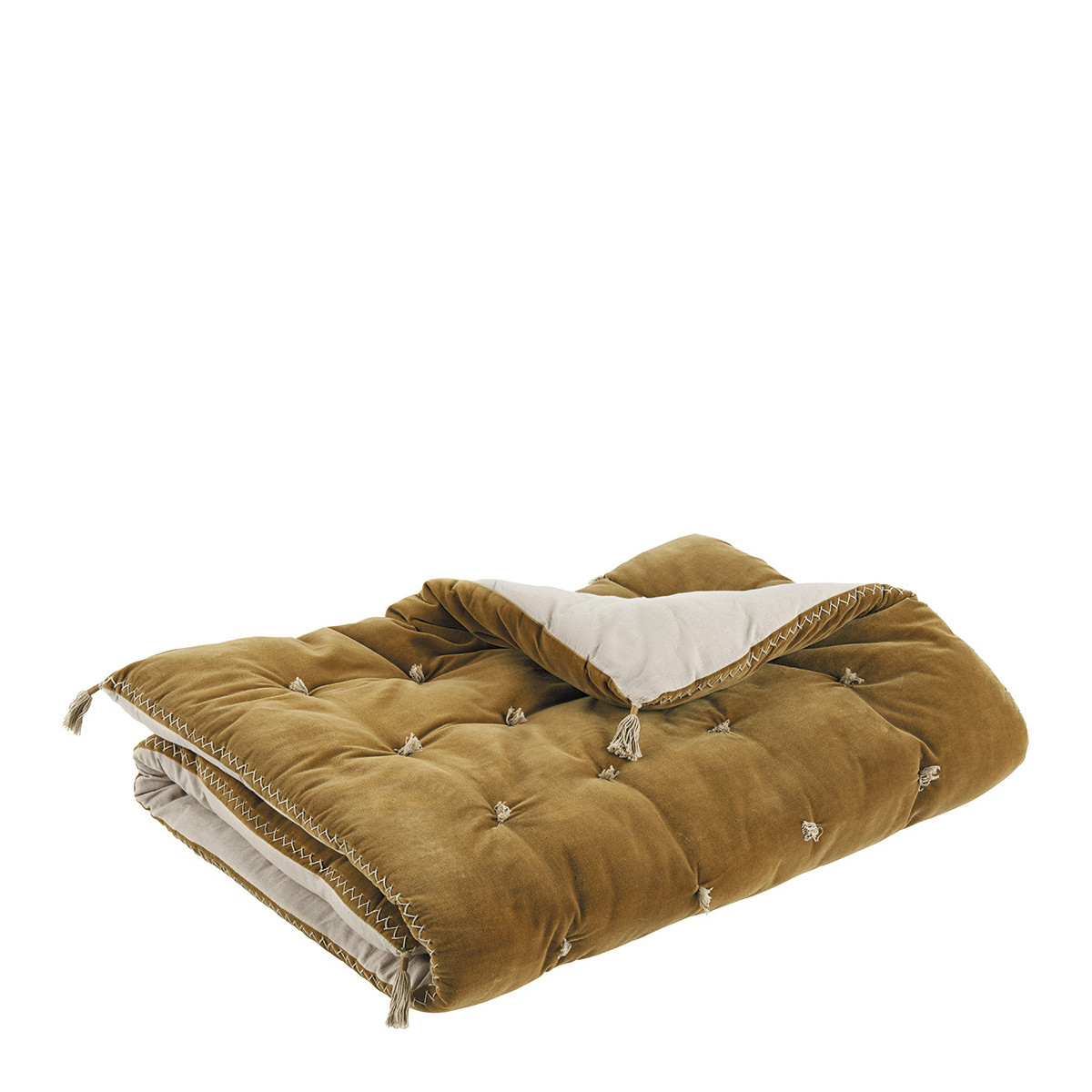 Mattéo velvet cotton and linen futon - 180 x 80 cm - bronze BLANC D'IVOIRE Brown