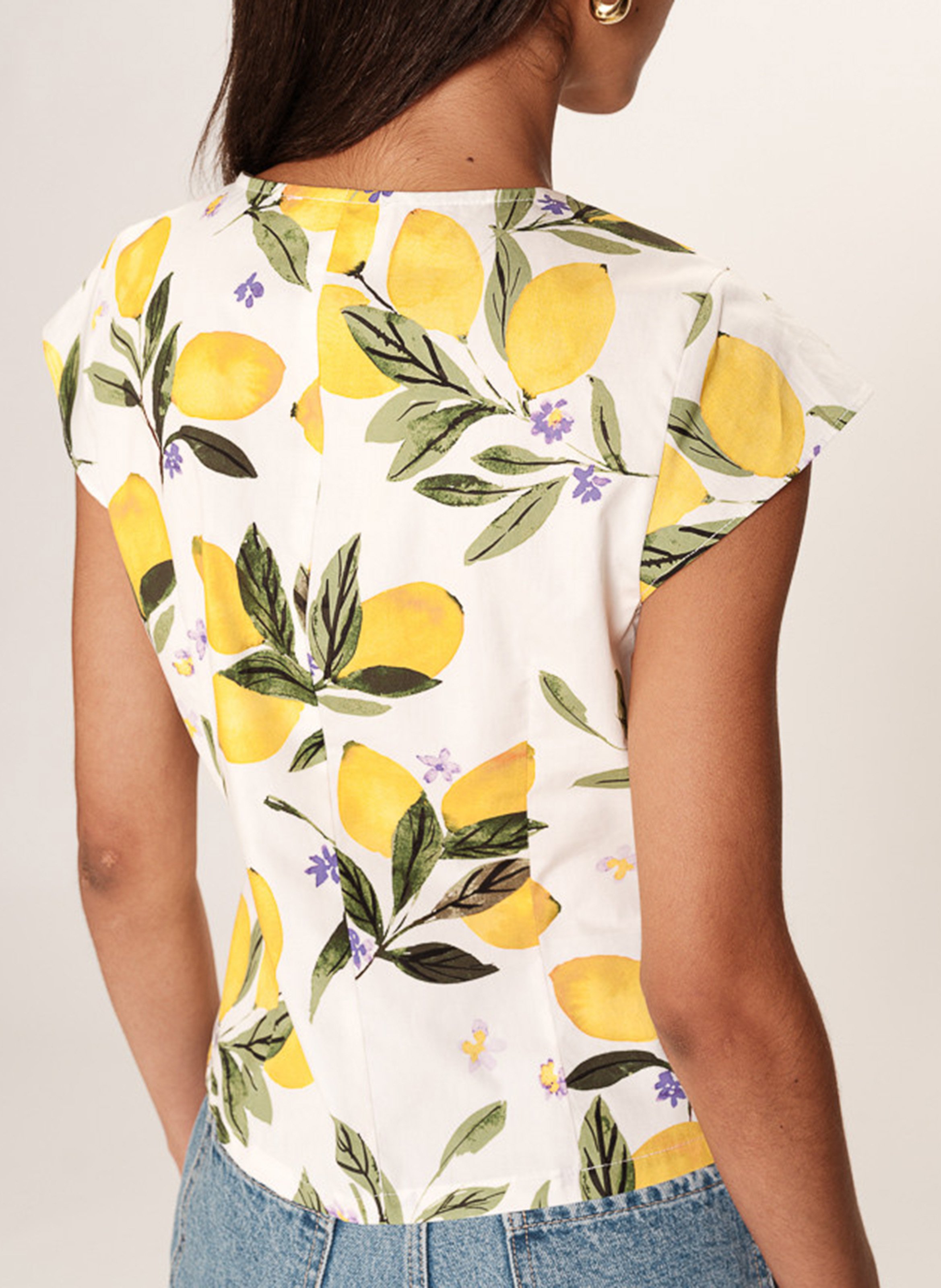 Top col V en coton GRACE ET MILA Blanc