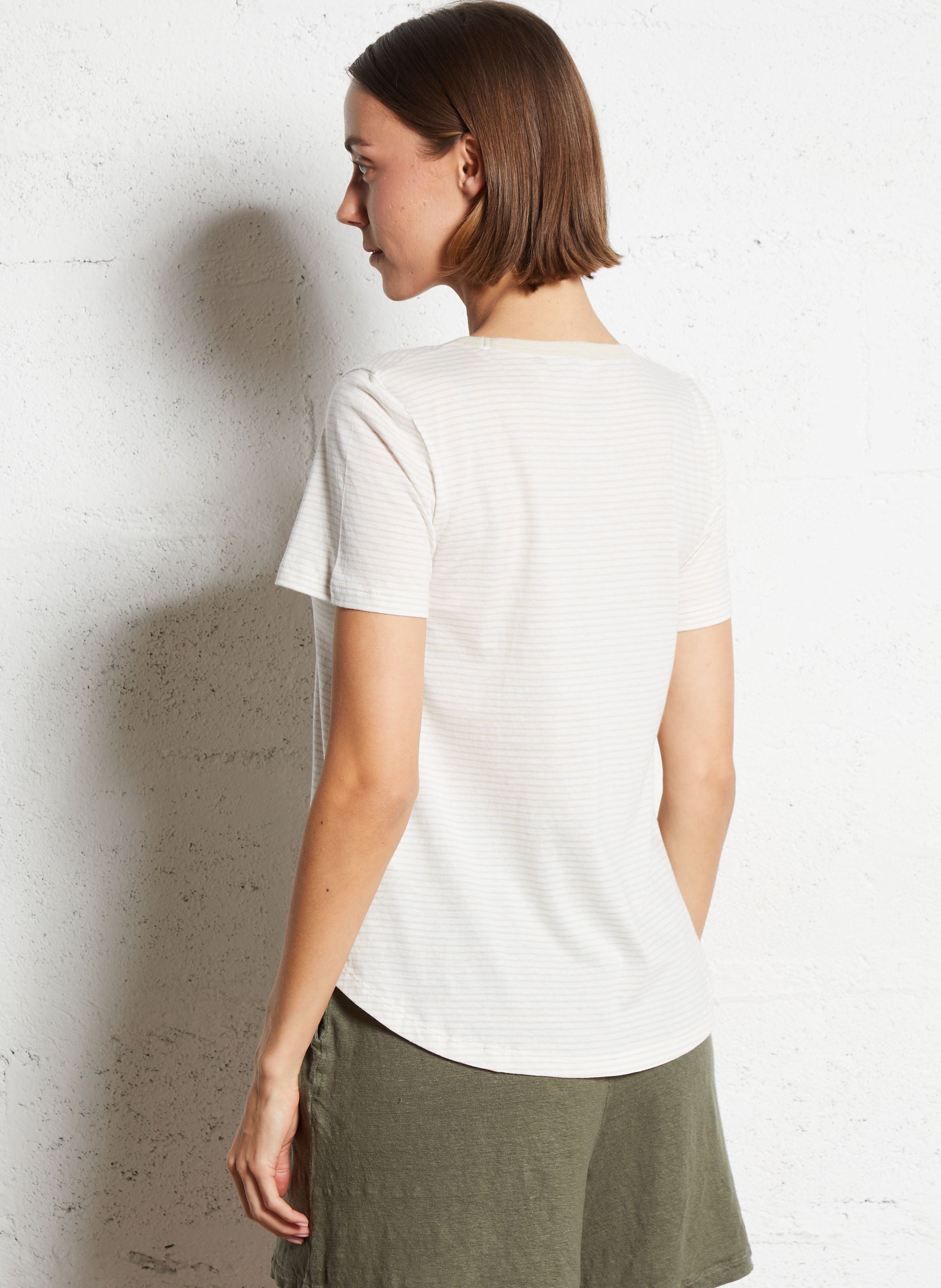 V-neck organic cotton T-shirt MAJESTIC FILATURES Beige