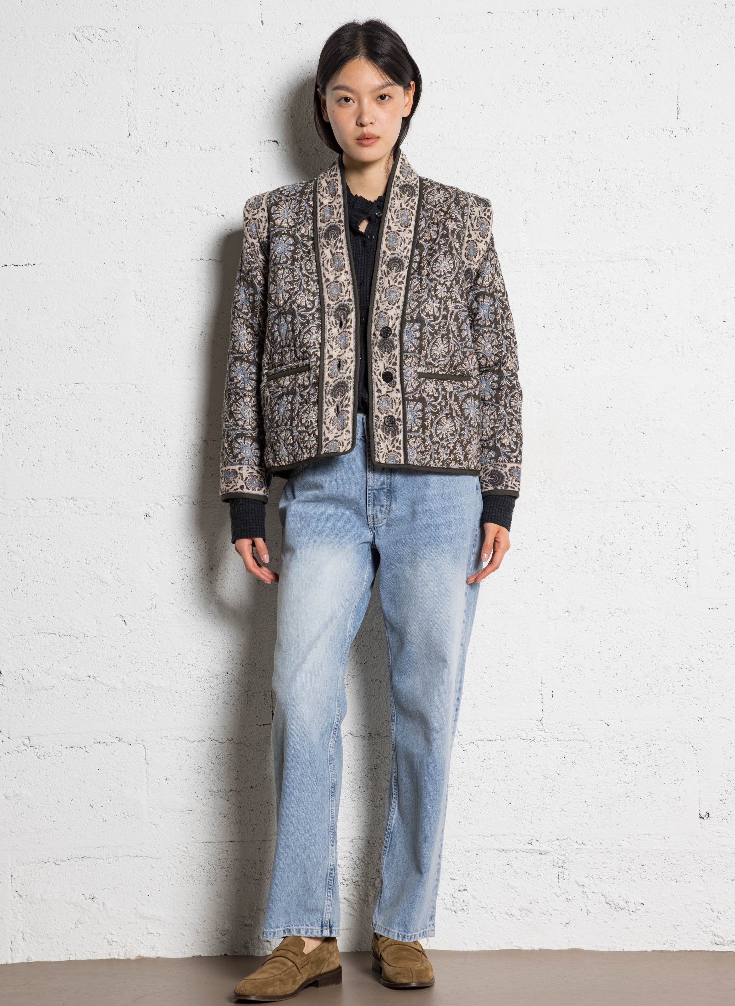 Victorian collar blouse in blended cotton MAISON HOTEL Black