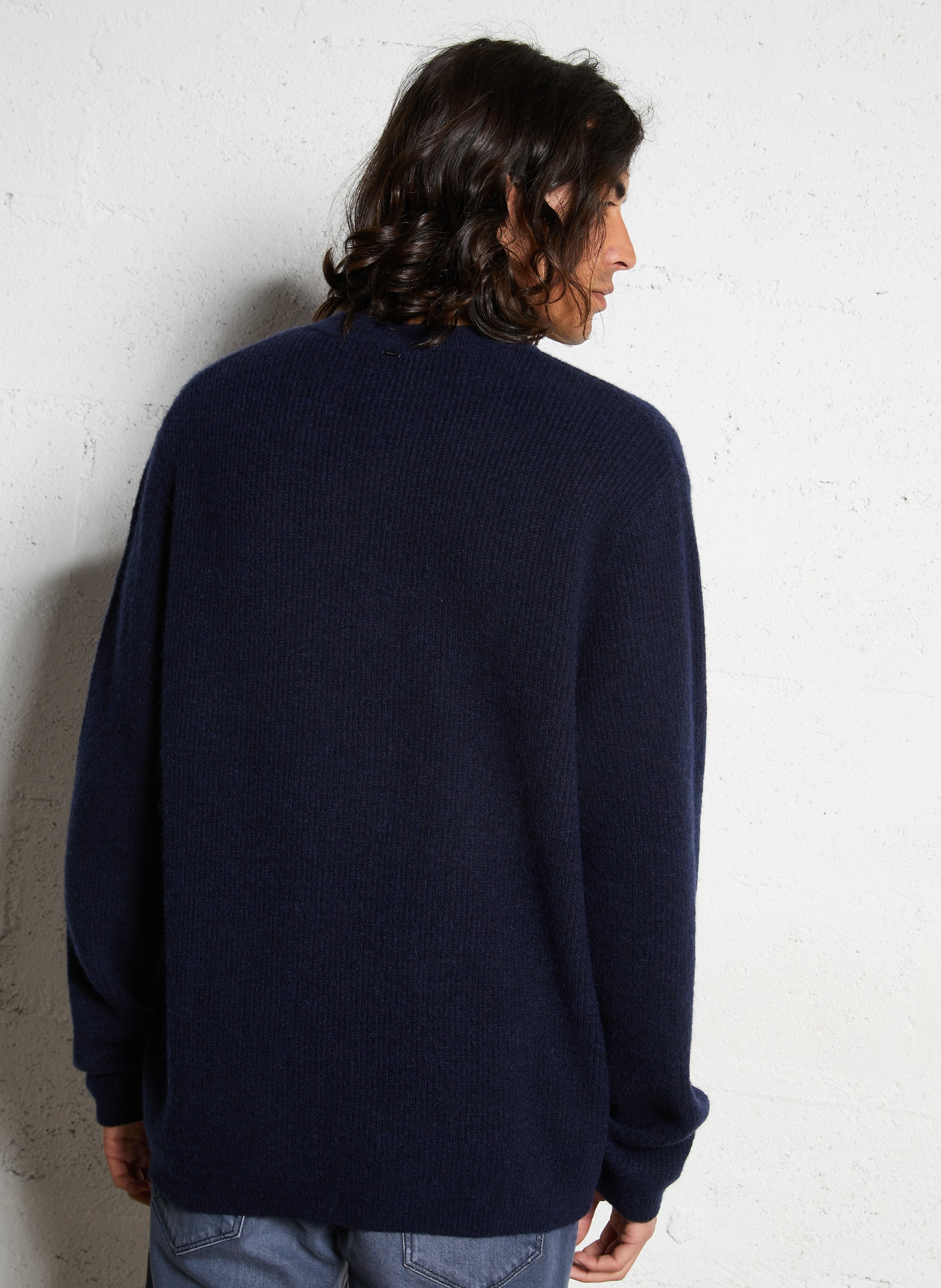 Round neck straight fluffy knit sweater IKKS Blue