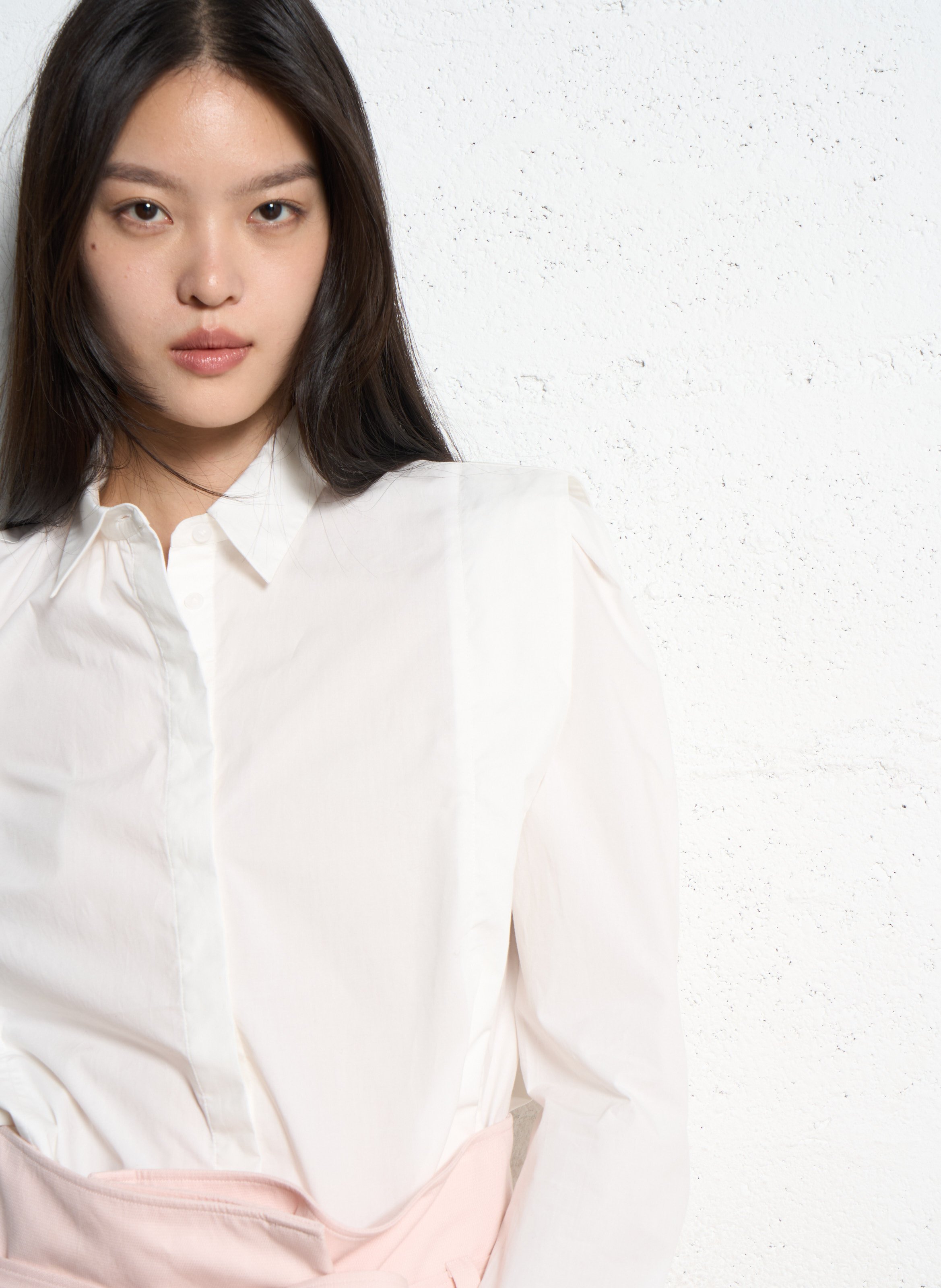 Solid straight shirt with panels IKKS White