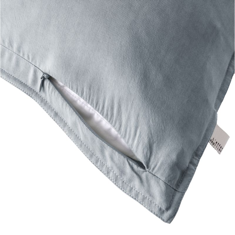 Taie d'oreiller percale de coton L'EFFET PAPILLON Gris