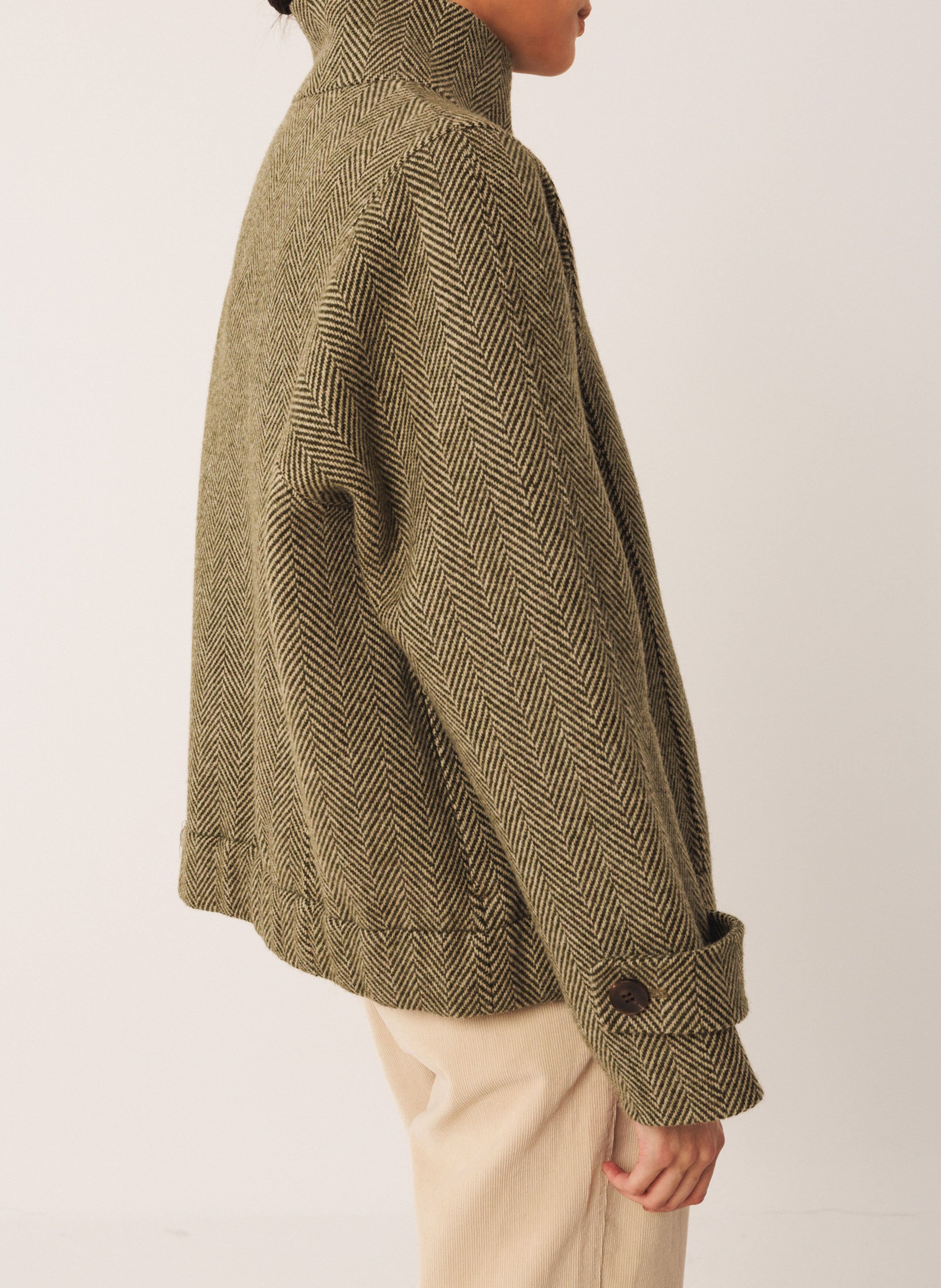 Straight wool jacket with high collar INDI & COLD Khaki