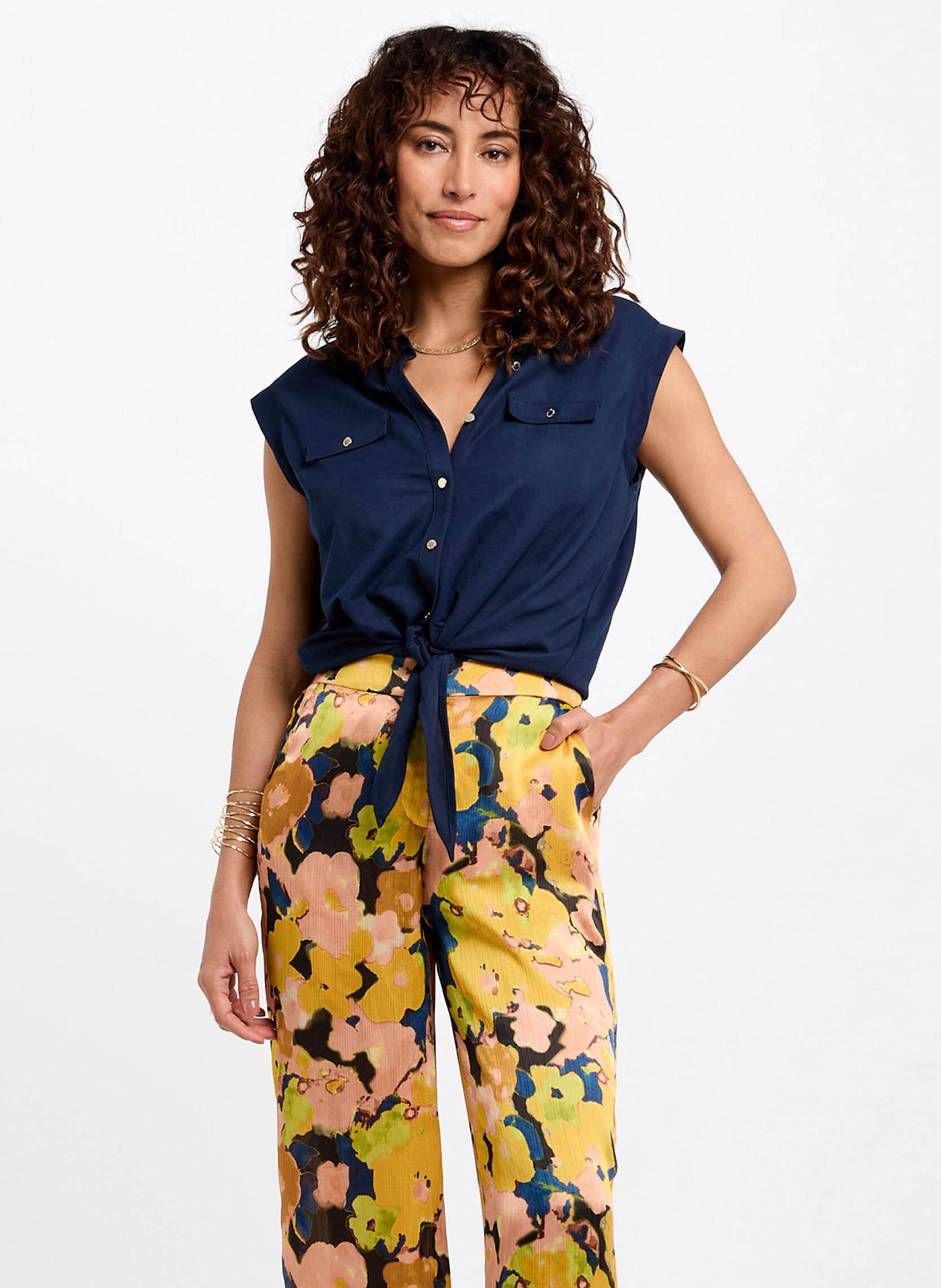 Blouse droite col classique MORGAN Bleu