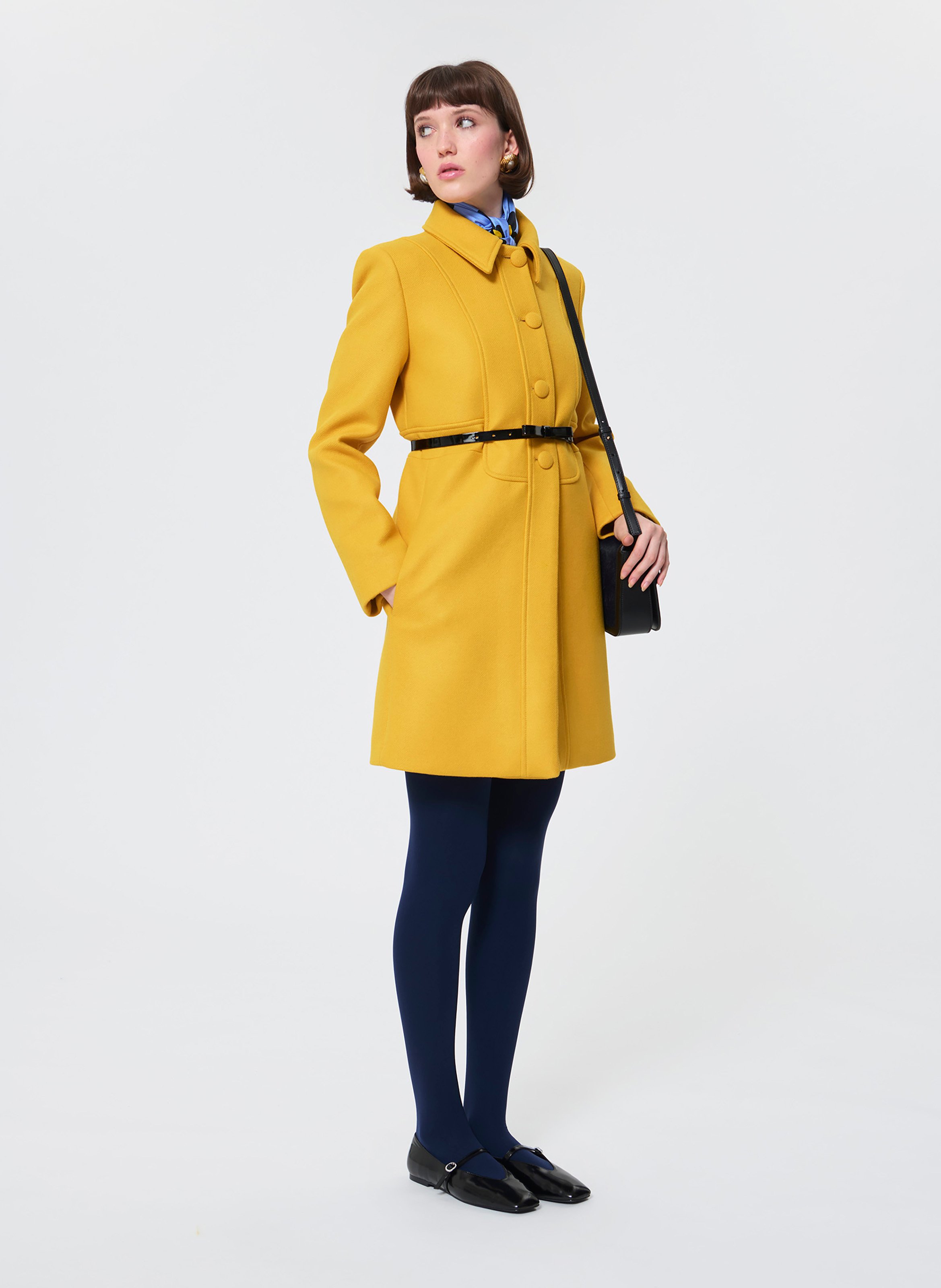 Straight wool-blend coat with classic collar TARA JARMON Yellow