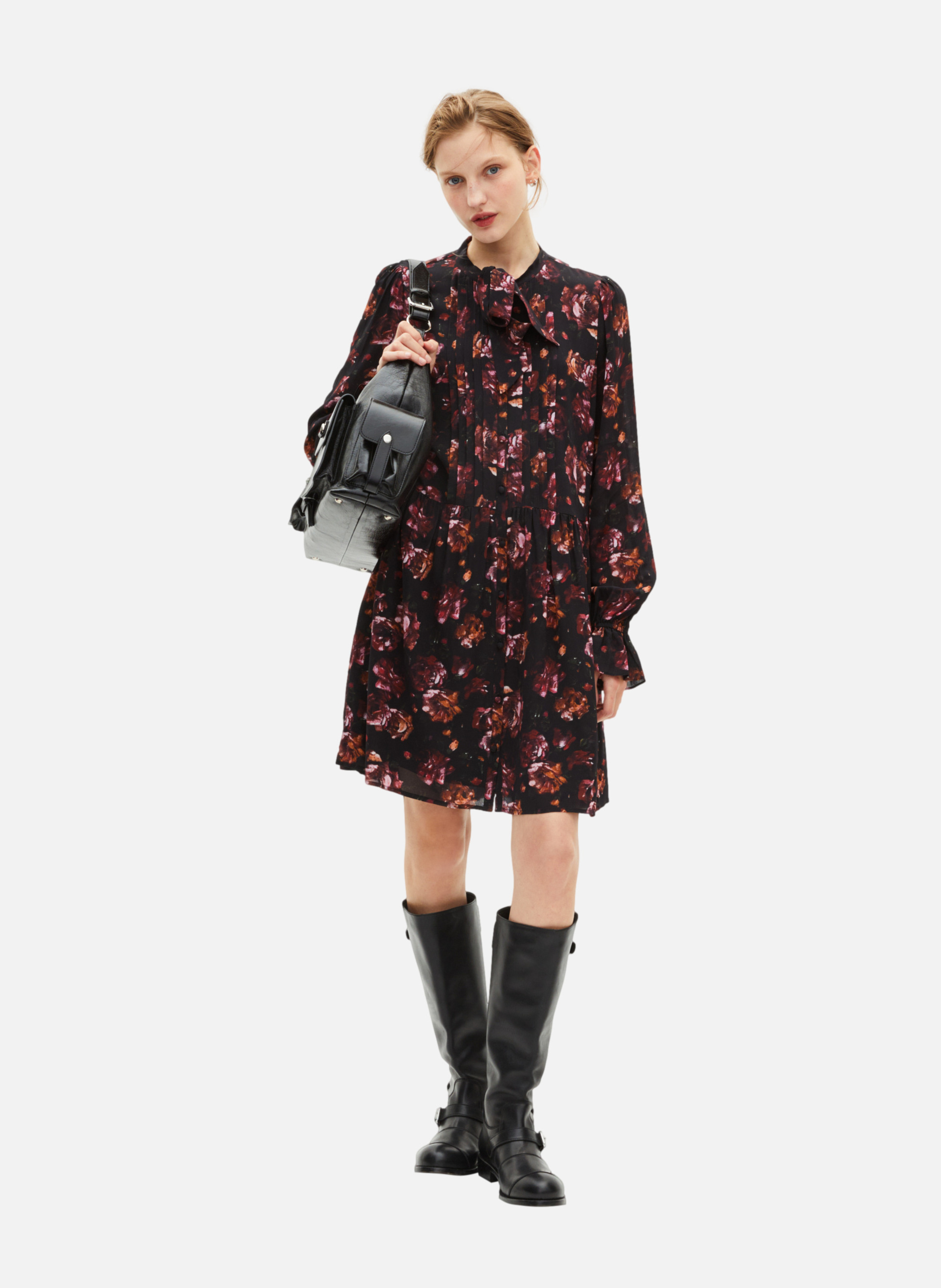Short printed silk-blend dress THE KOOPLES Red