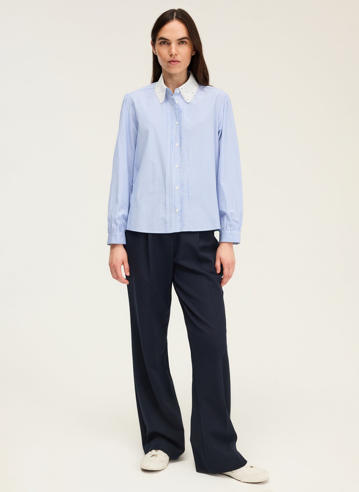 Chemise droite col classique en coton PABLO Bleu