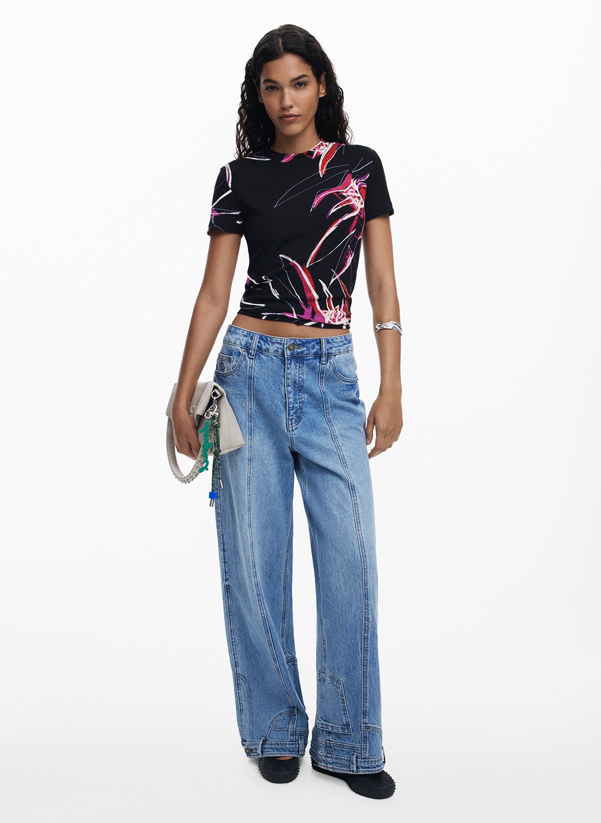 Tee-shirt col rond imprimé DESIGUAL Noir