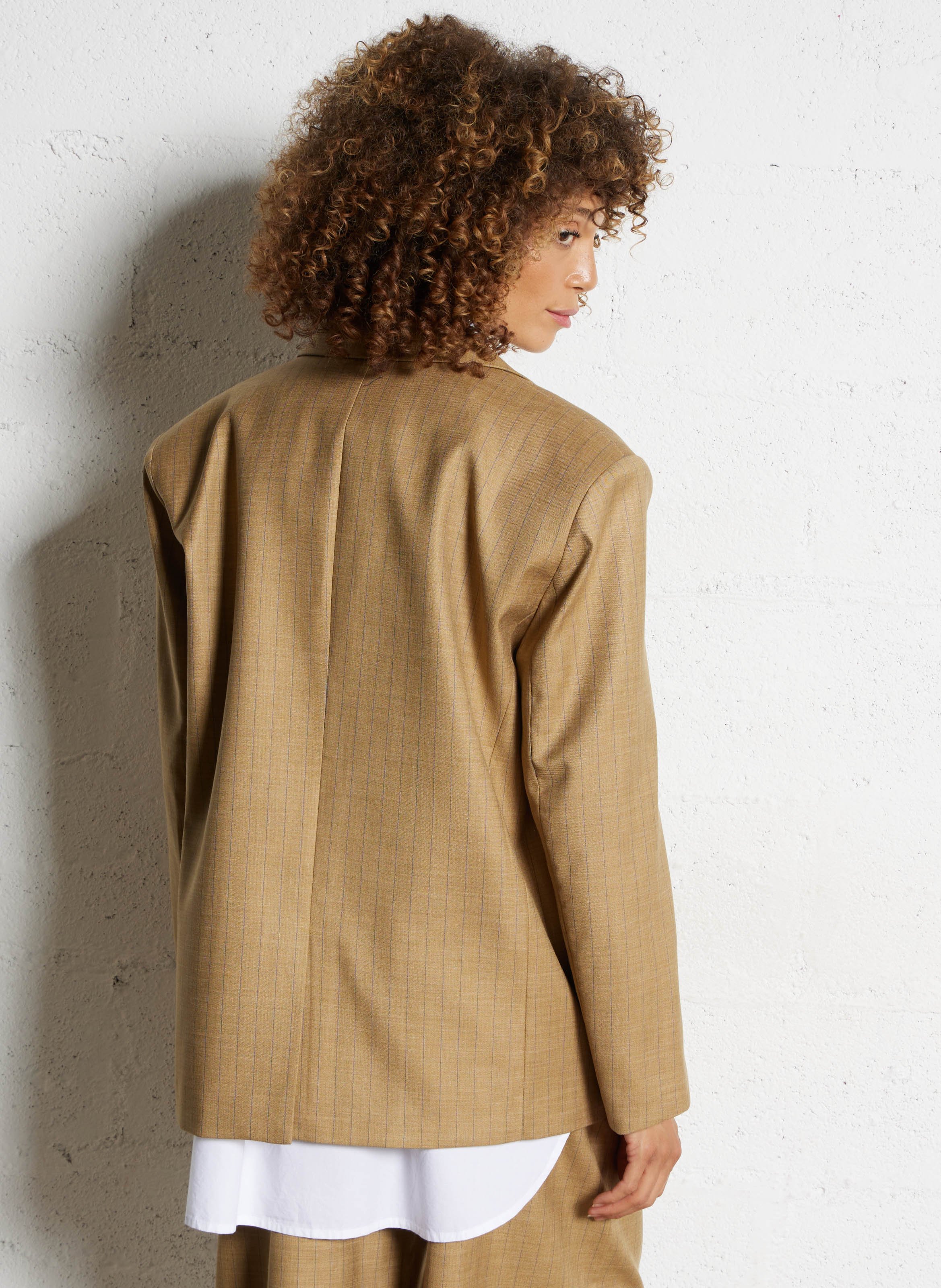 Veste tailleur oversize rayée STELLA NOVA Kaki