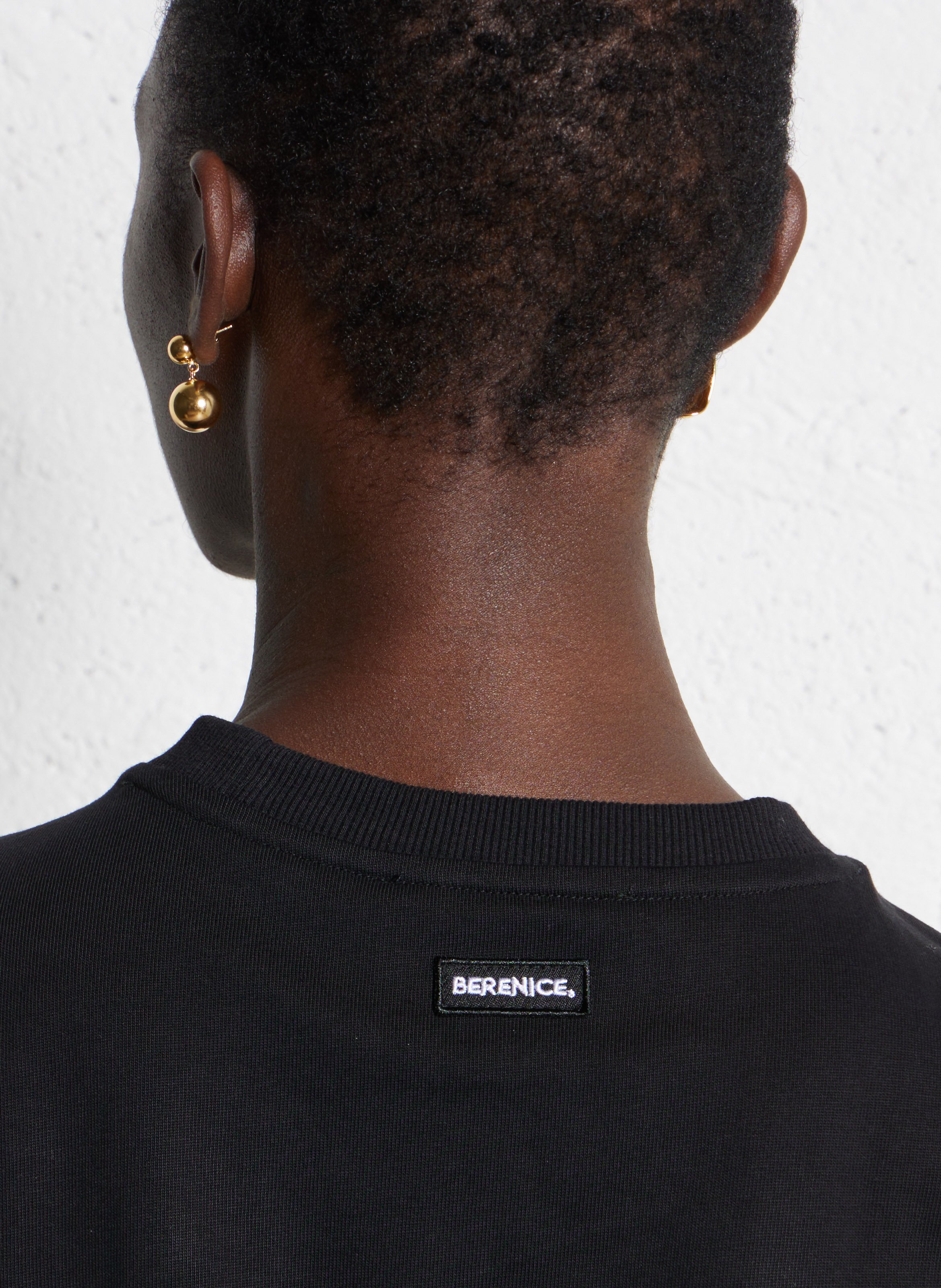 Baumwoll-Pullover mit Rundhalsausschnitt BERENICE Schwarz