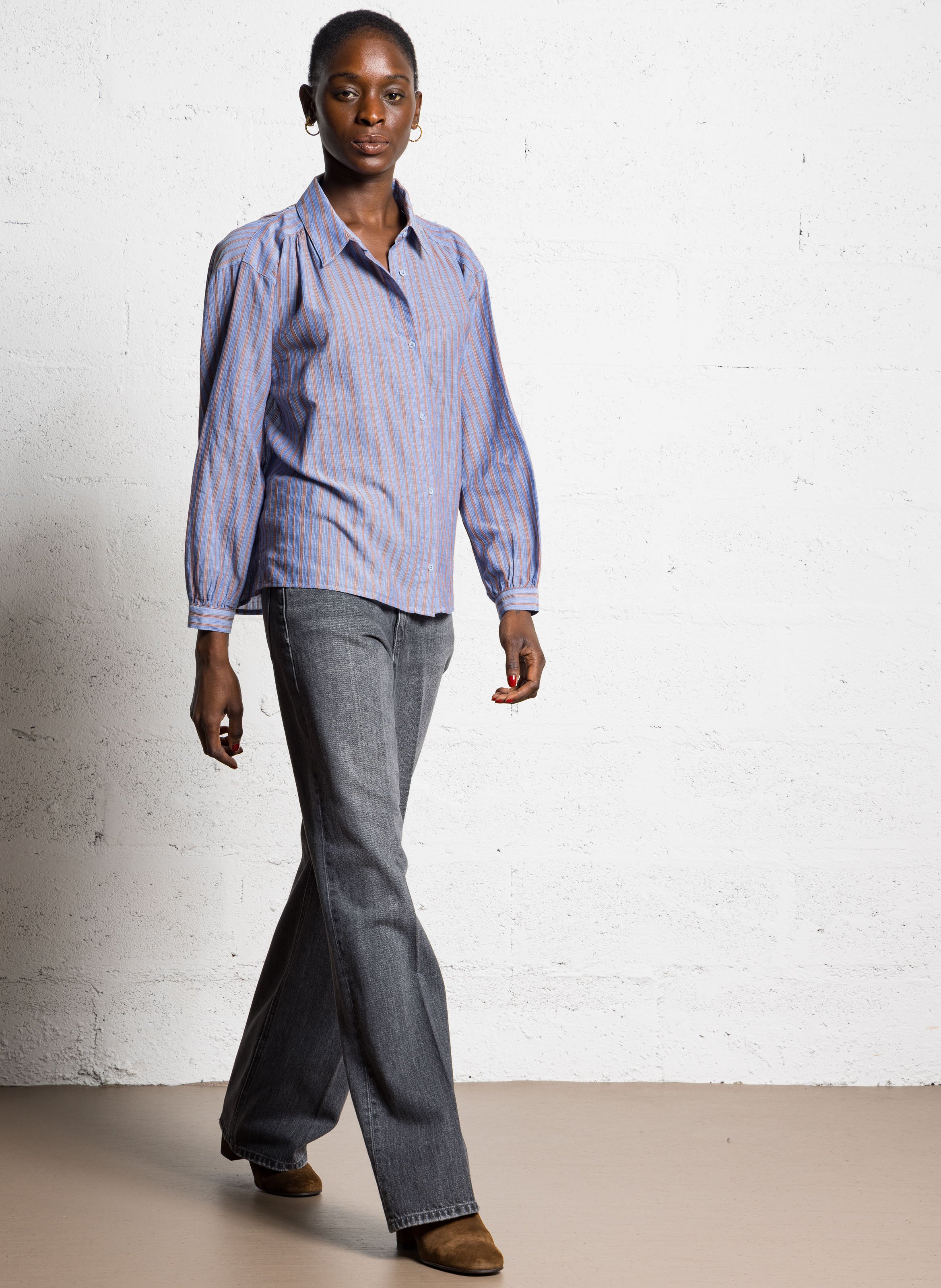 Chemise oversize en coton rayé SACRECOEUR Bleu