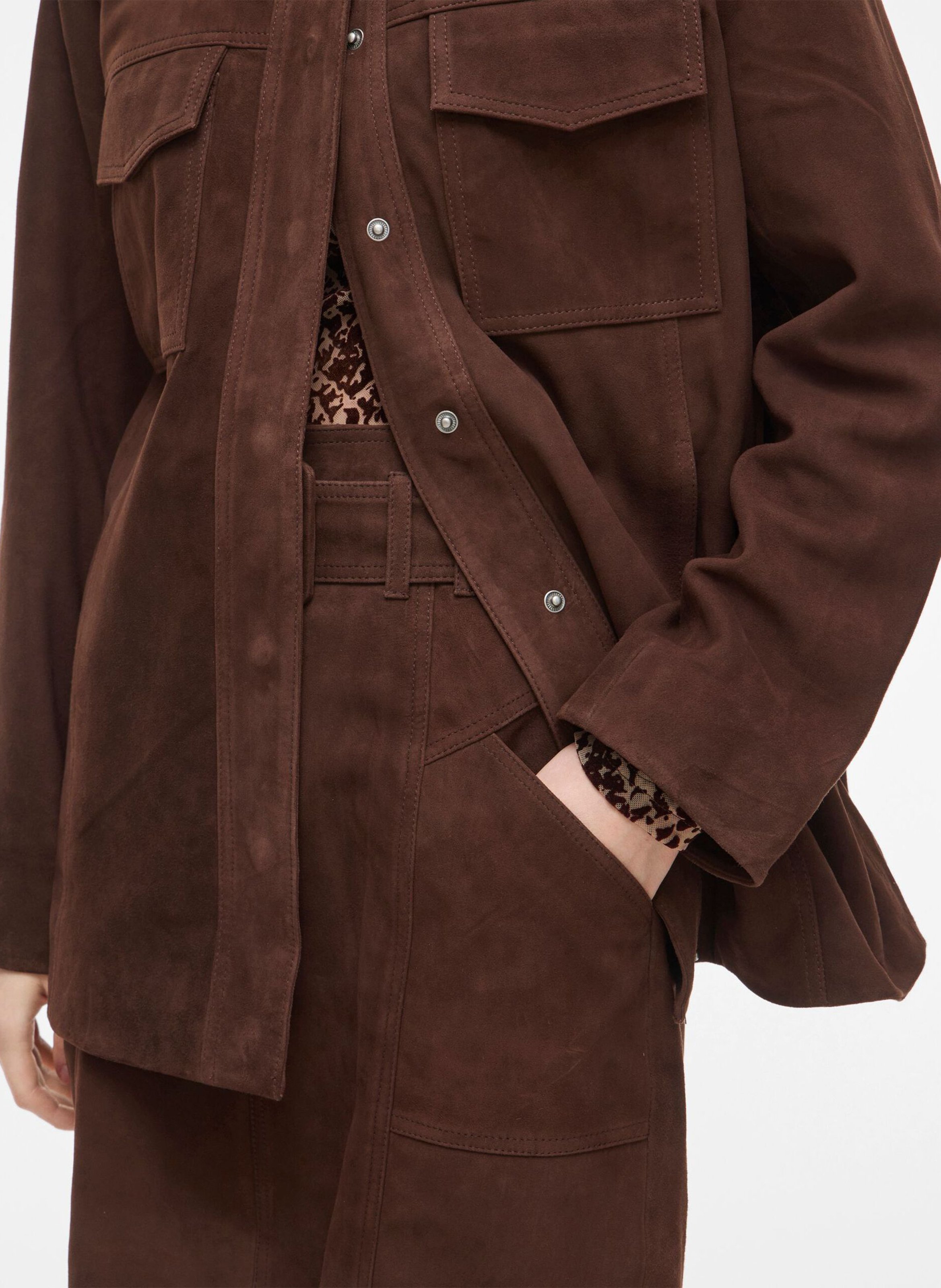 Gerade Lederjacke mit klassischem Kragen ROUGE EDIT Braun