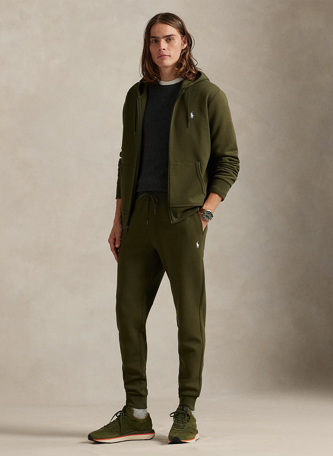 Jogging ajusté en coton mélangé POLO RALPH LAUREN Vert