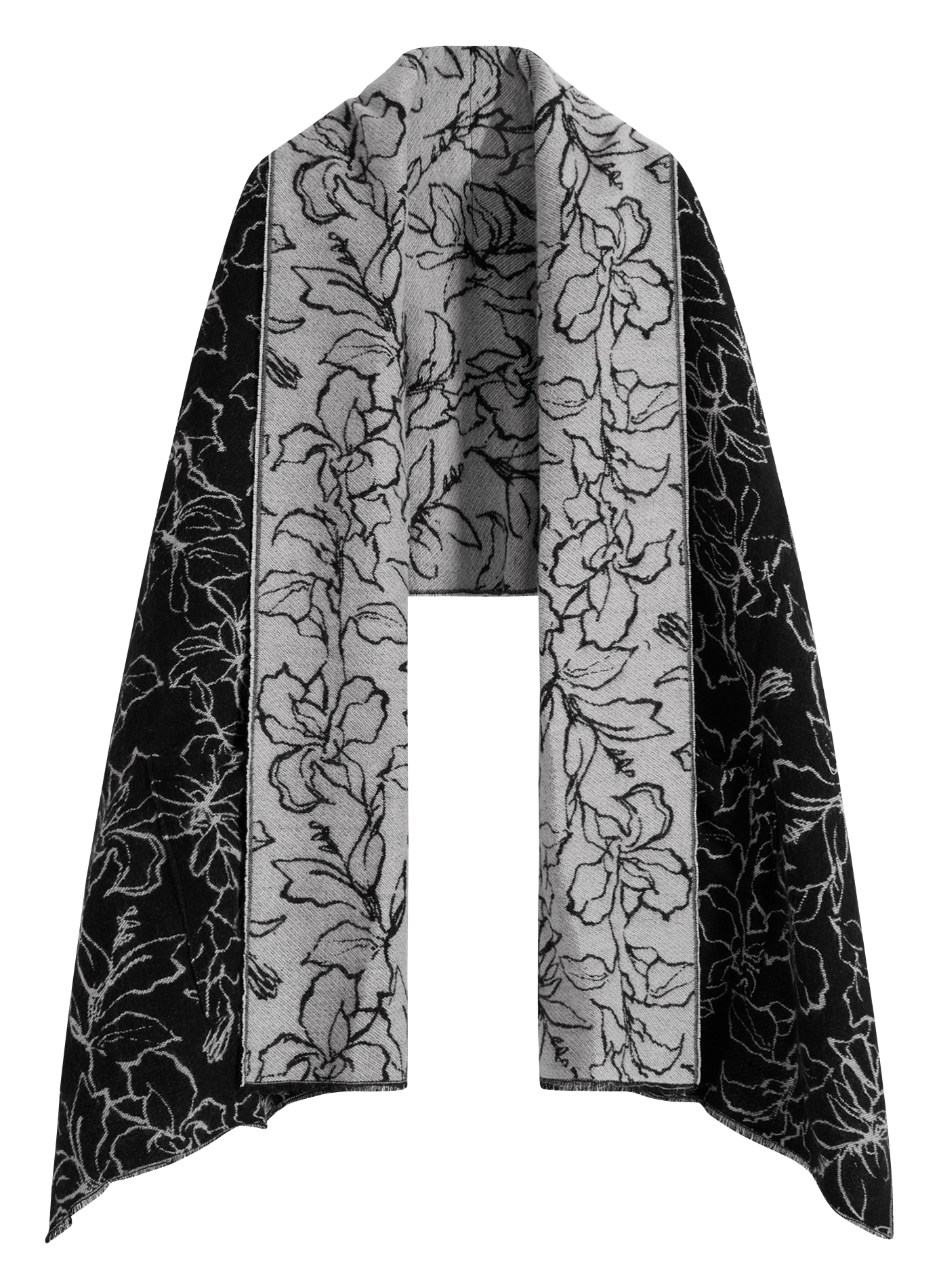 Écharpe cape réversible à fleurs DESIGUAL Noir
