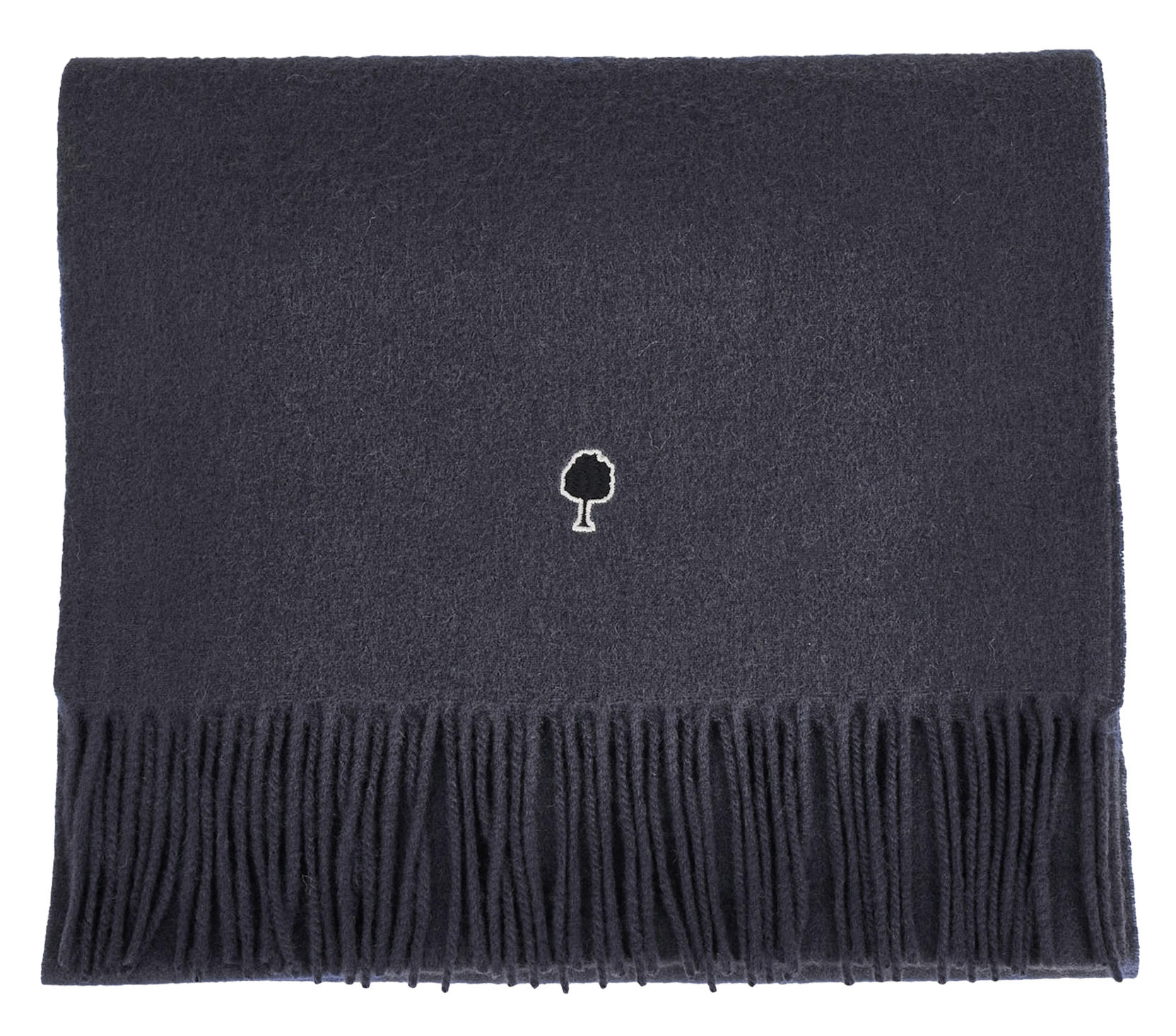 Solid scarf with embroidered logo in wool FAGUO Blue