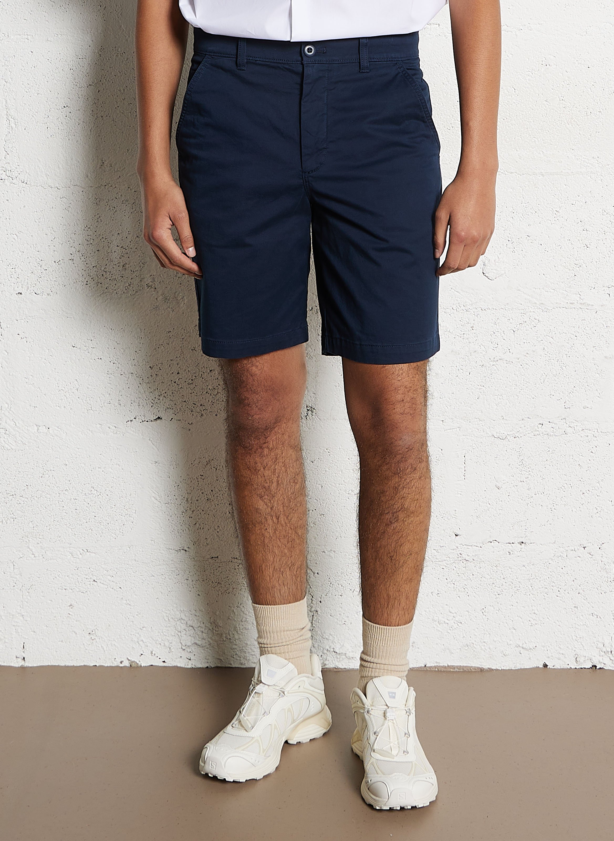 Short solid color chino in blended cotton. CALVIN KLEIN Blue