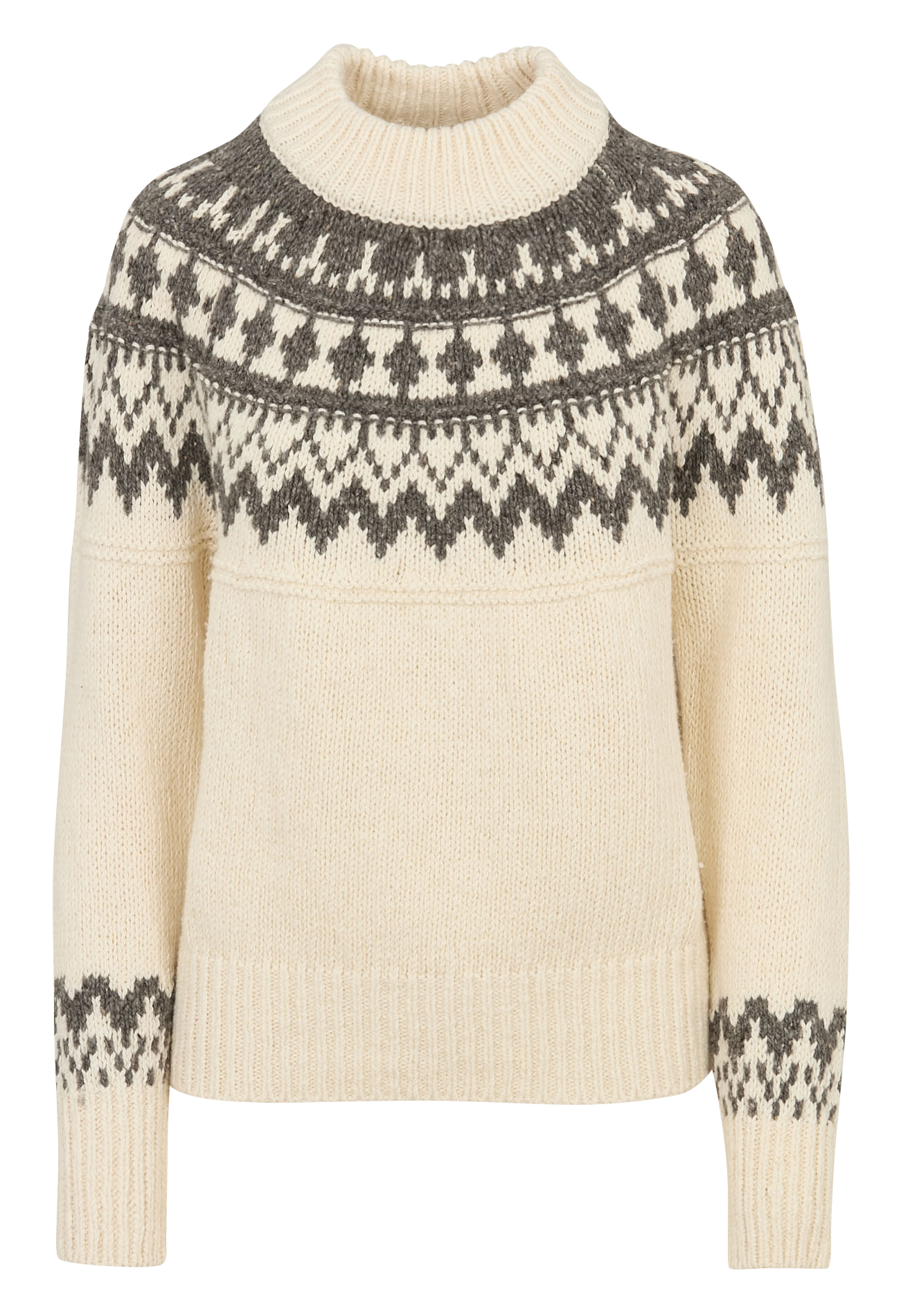 Pull droit col montant jacquard en laine mélangée MAISON 123 Blanc