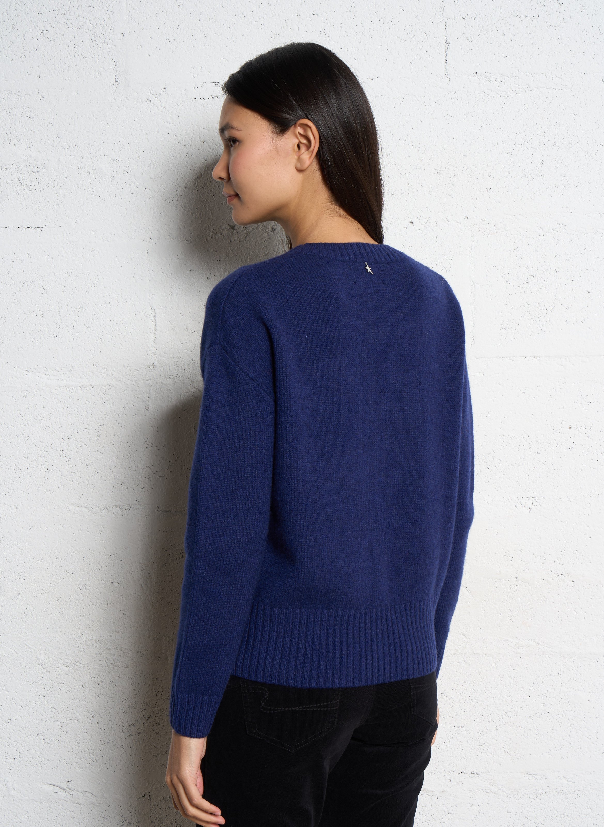 Pull col rond laine  SUD EXPRESS Bleu