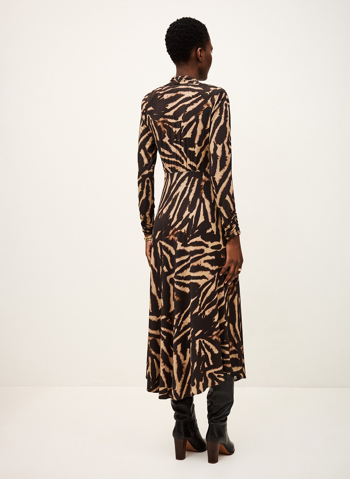 Robe longue col V imprimée BA&SH Marron