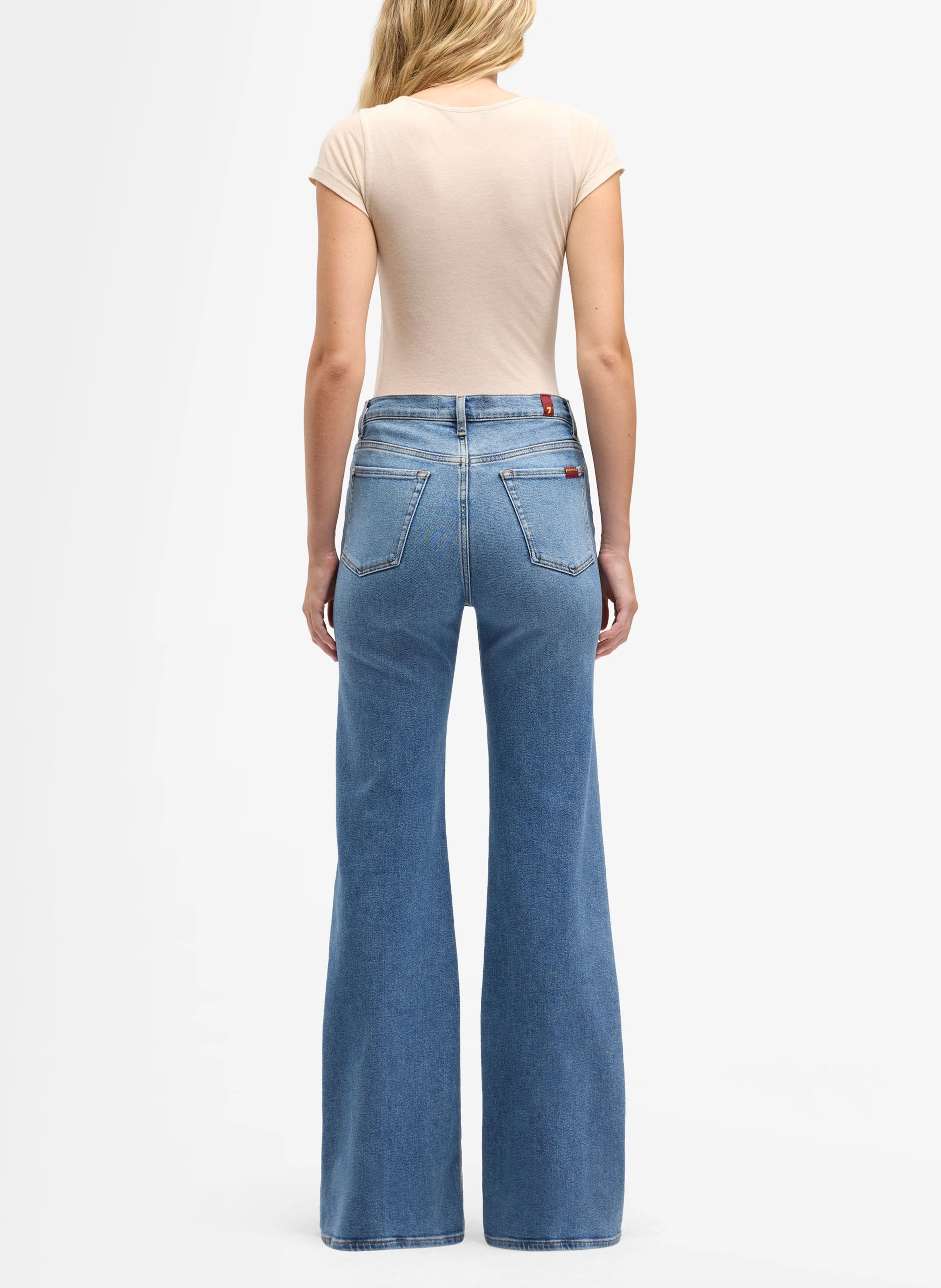 Hoge taille effen flared jeans 7 FOR ALL MANKIND Blauw