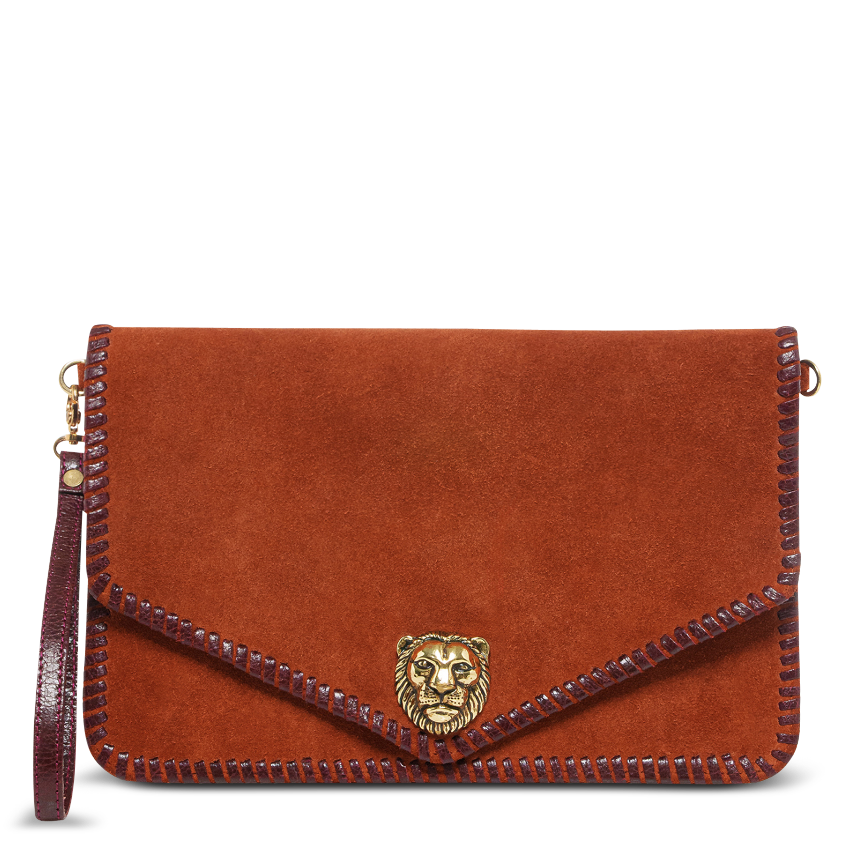 Pochette en cuir velours mélangé CLARIS VIROT Orange