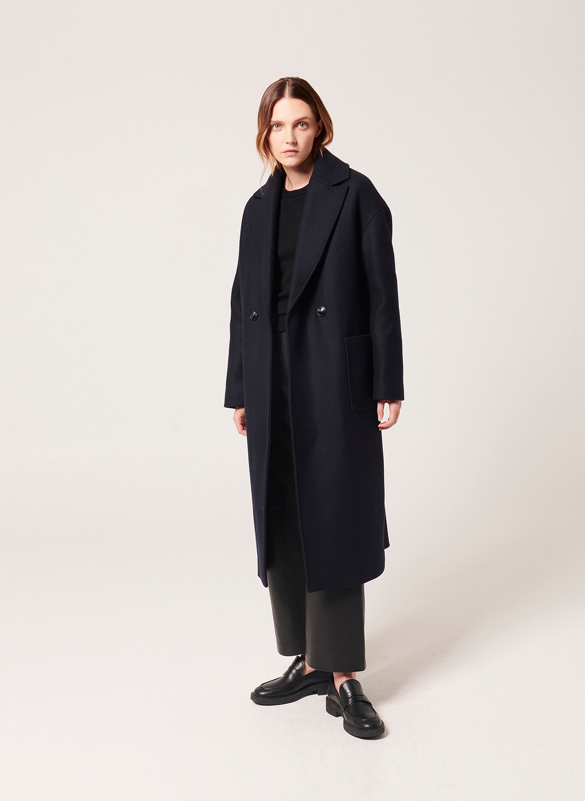 Long wool blend tailored coat ZAPA Blue