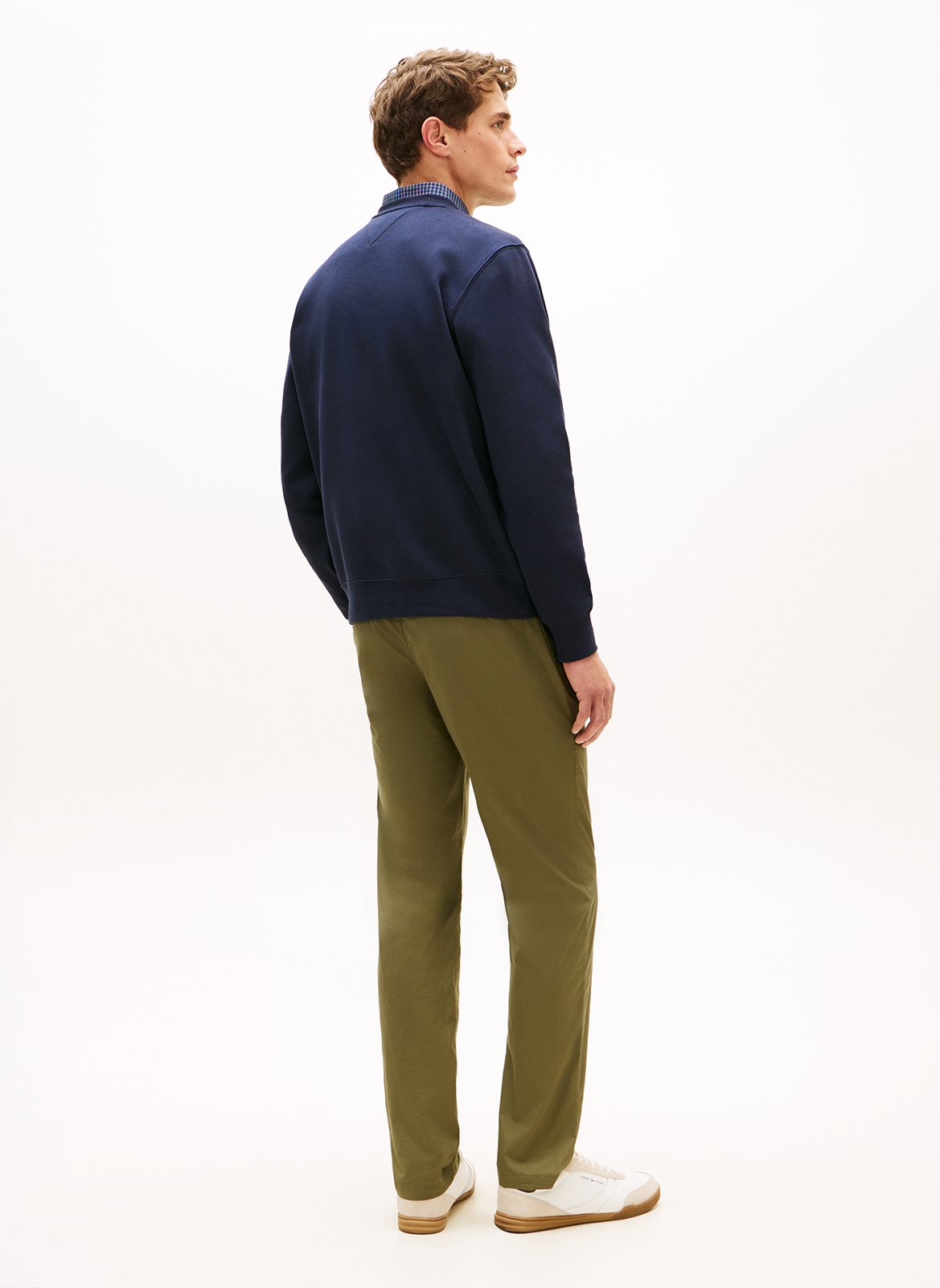 Straight-cut cotton-blend sweater with round neck TOMMY HILFIGER Blue