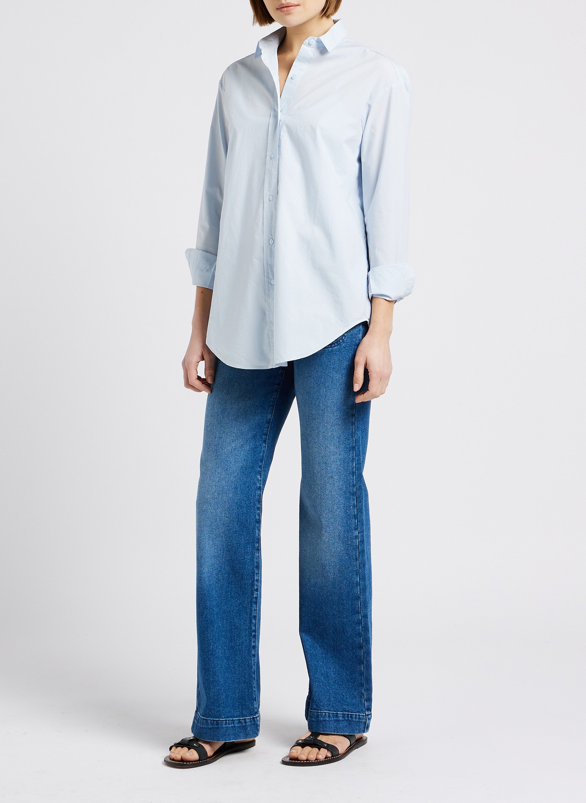 High-waisted flared stretch cotton jeans ACQUAVERDE Blue