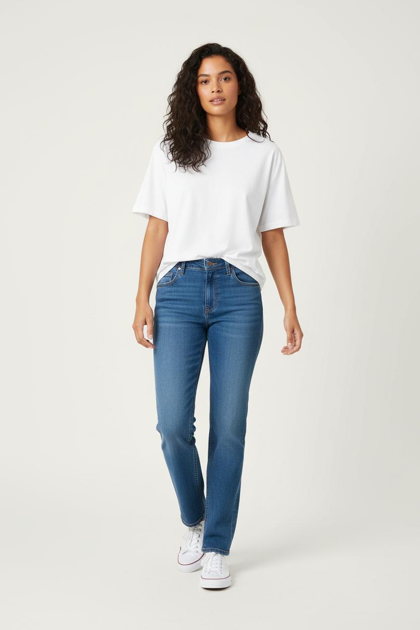 Cropped slim jeans with studs LEE - Seconde Main Blue