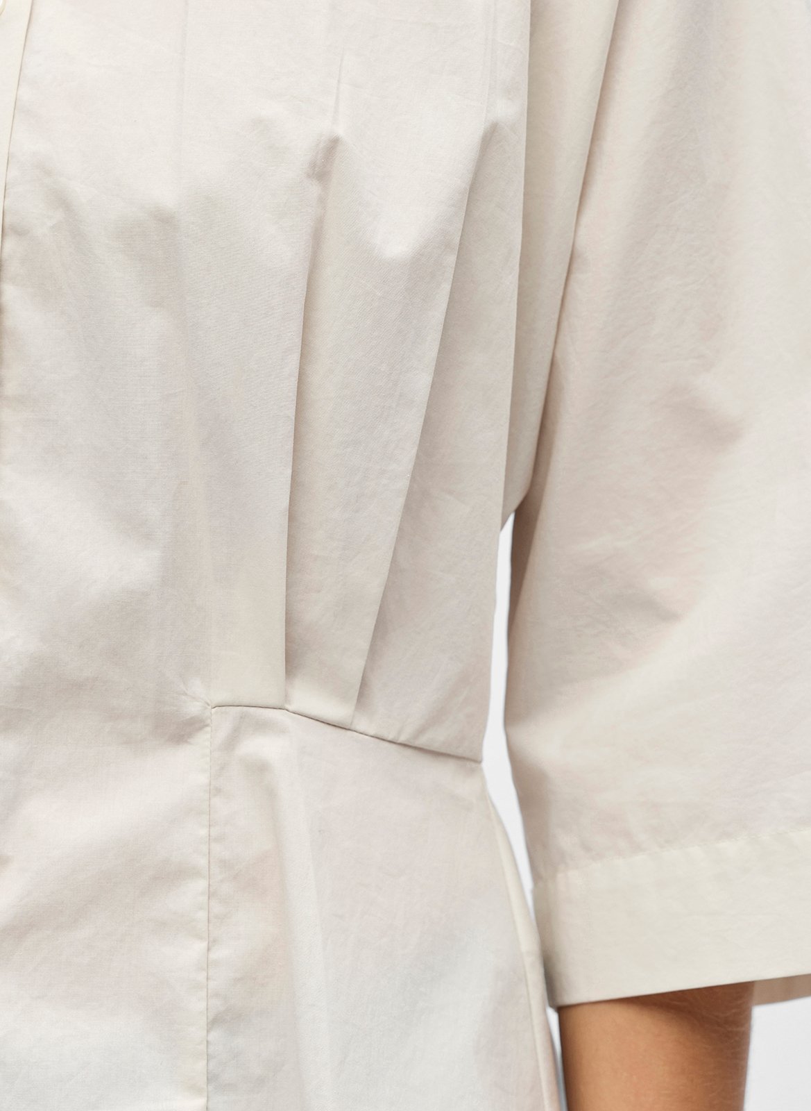 Chemise cintrée col classique en coton bio OBJECT Beige