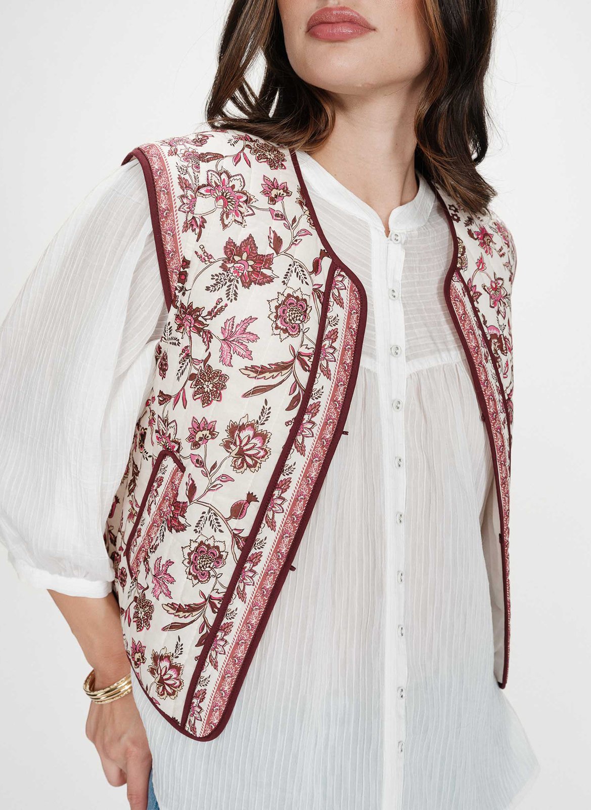 Veste courte sans manches imprimée GRACE ET MILA Rose