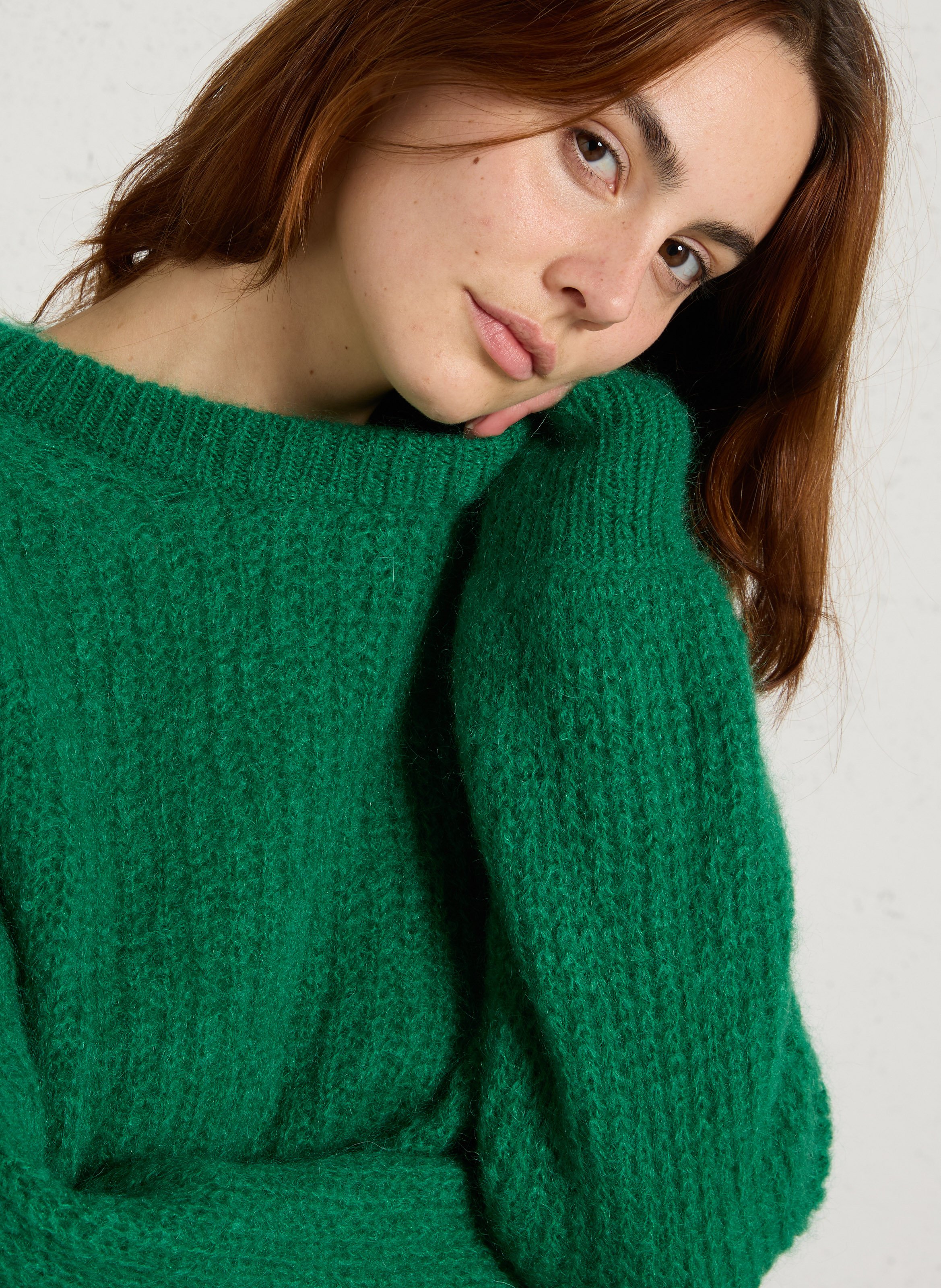 Oversized solid mohair blend sweater DES PETITS HAUTS Green
