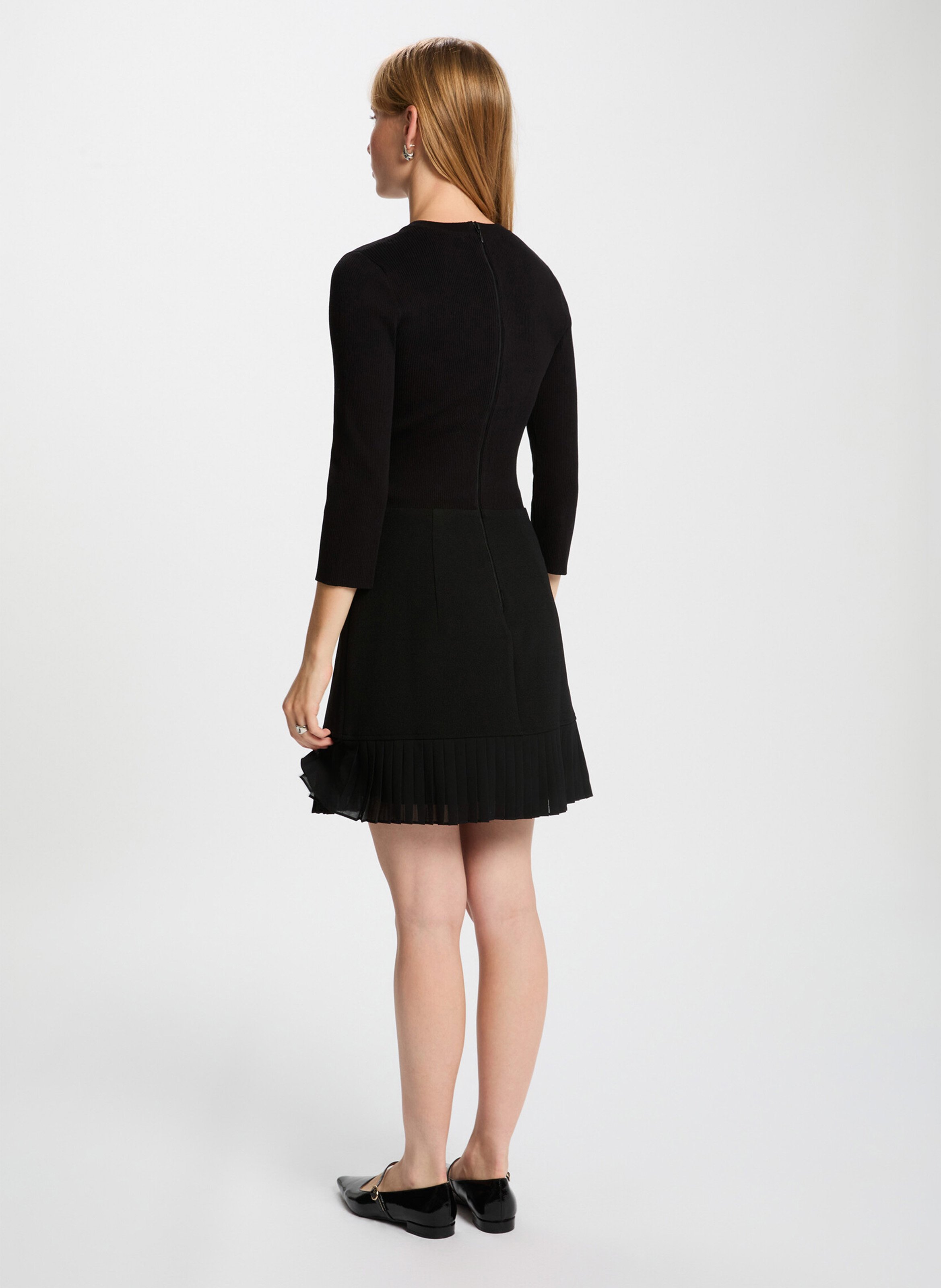 Robe courte ajustée manches 3/4 MORGAN Noir