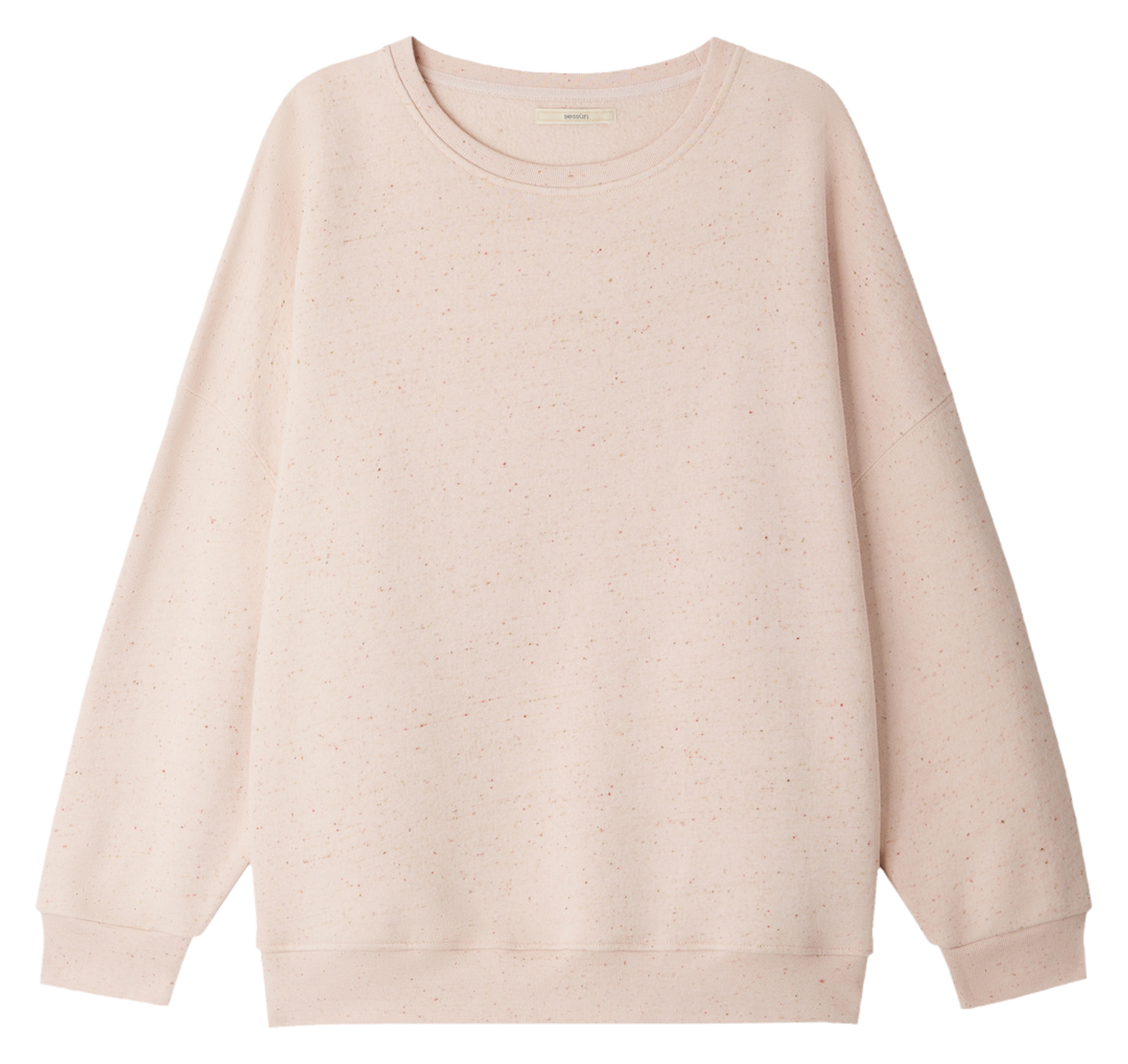 Loose-fit round-neck flecked organic cotton-blend sweater Pink