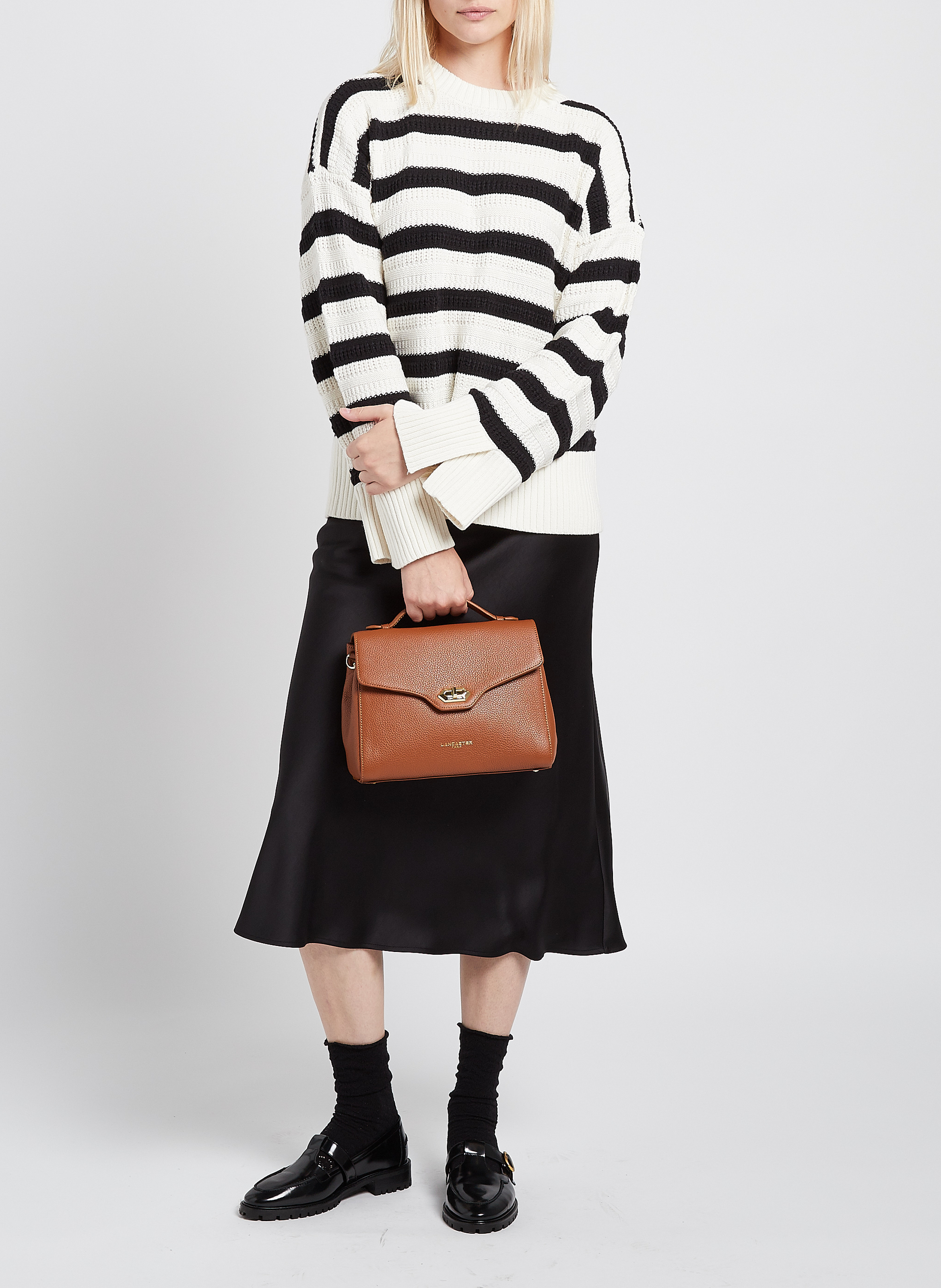 Sac porté épaule en cuir LANCASTER PARIS Marron