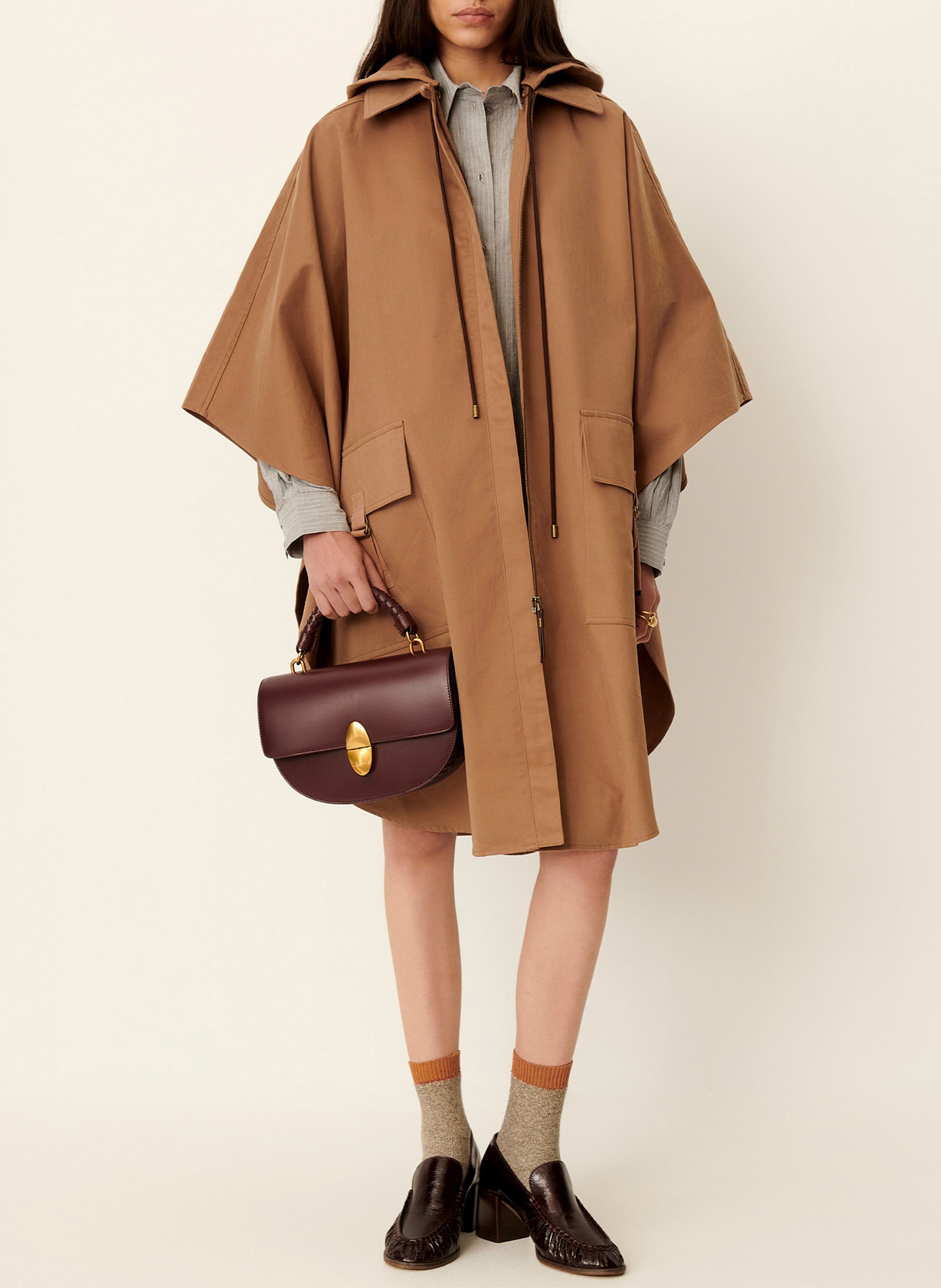 Oversized cotton cape SESSUN Beige