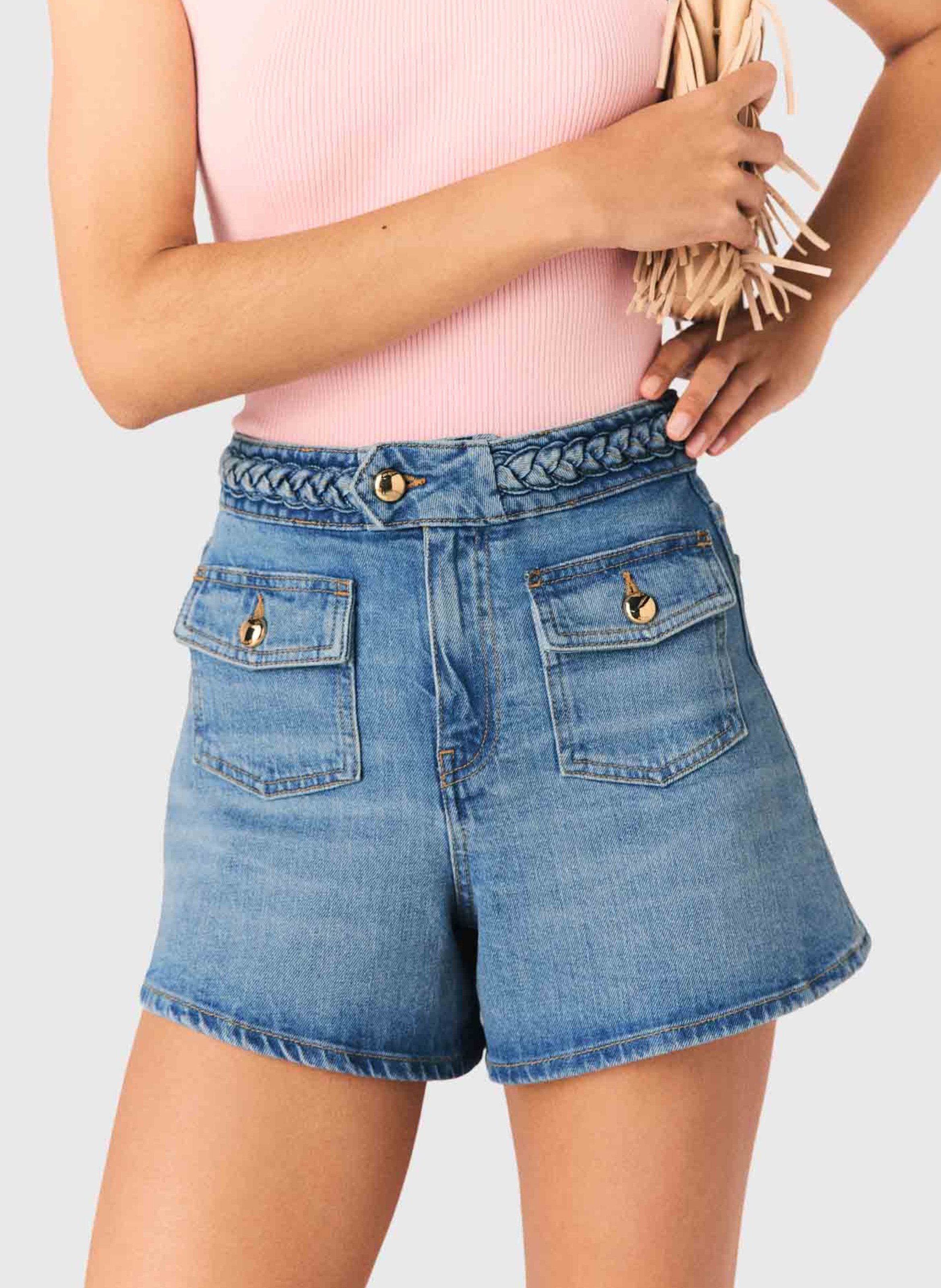 Kurze gerade Jeansshorts aus Baumwollmischung MAJE Blau