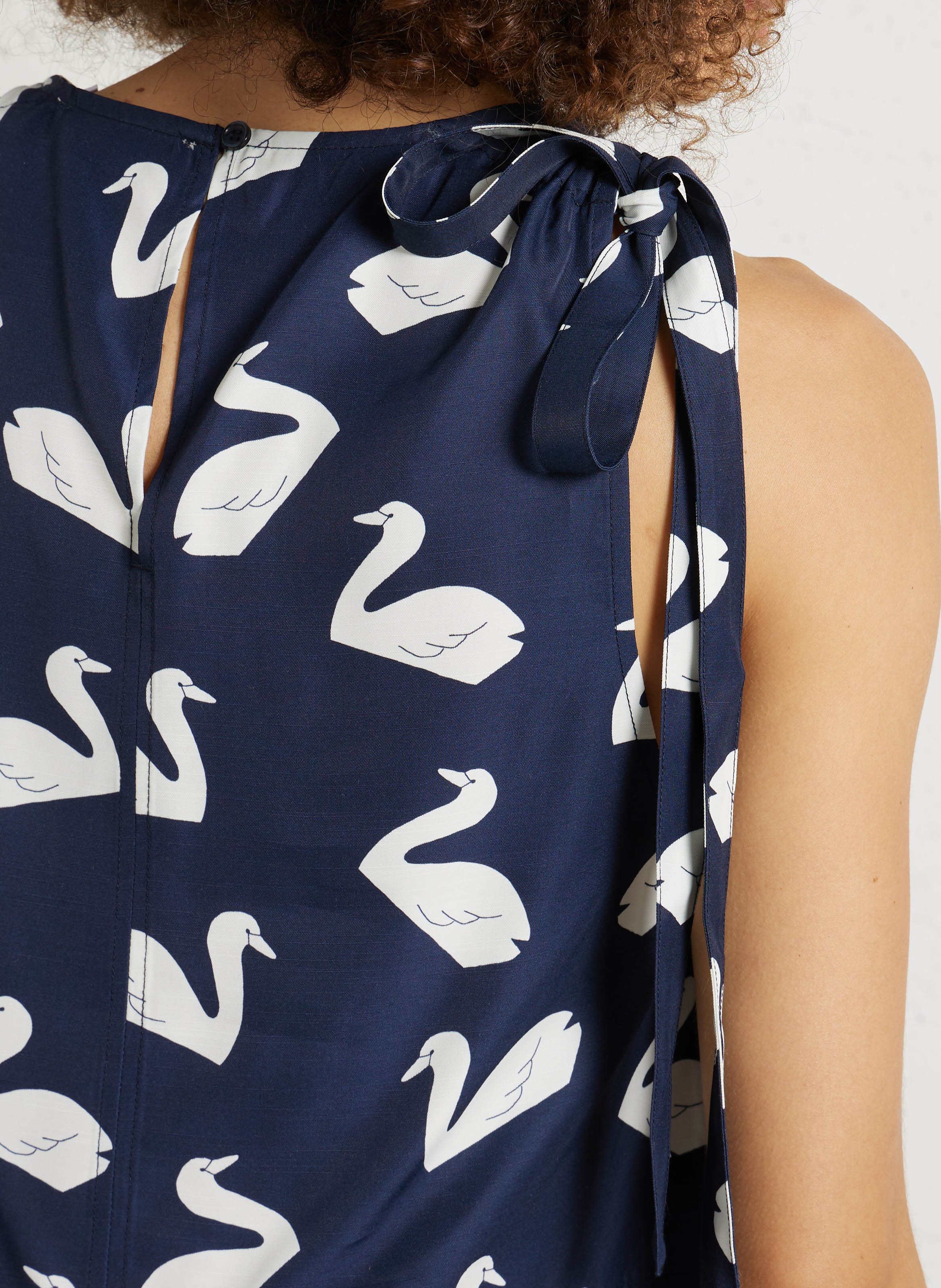 Top court col rond  THE TINY BIG SISTER Bleu