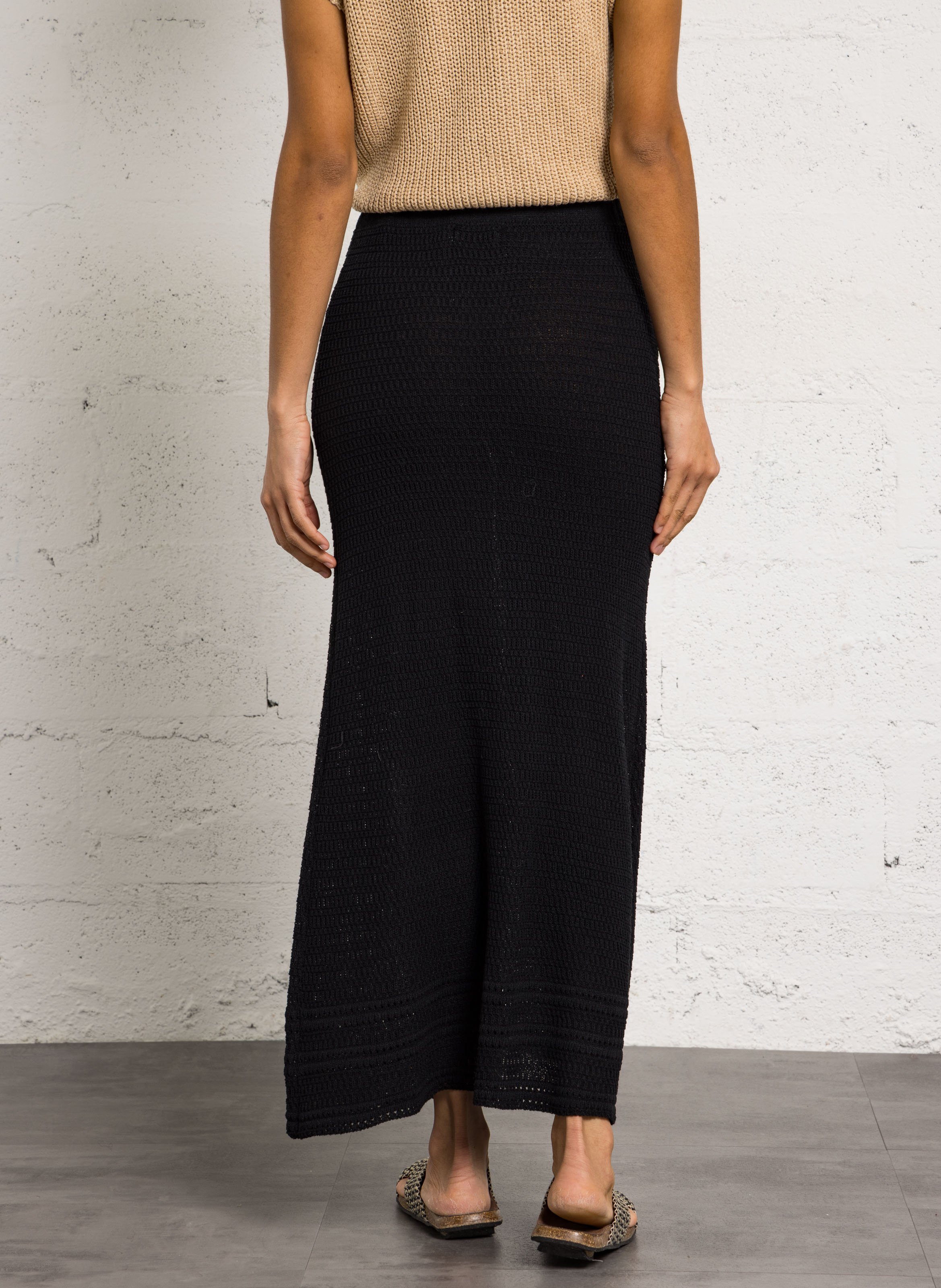 Jupe évasée en maille ajourée SEE U SOON Noir