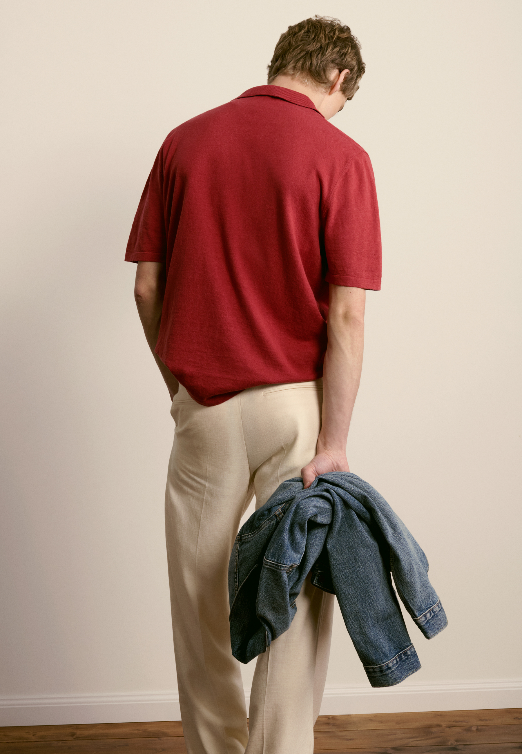 Cotton and linen polo MAISON MONTAGUT Brown