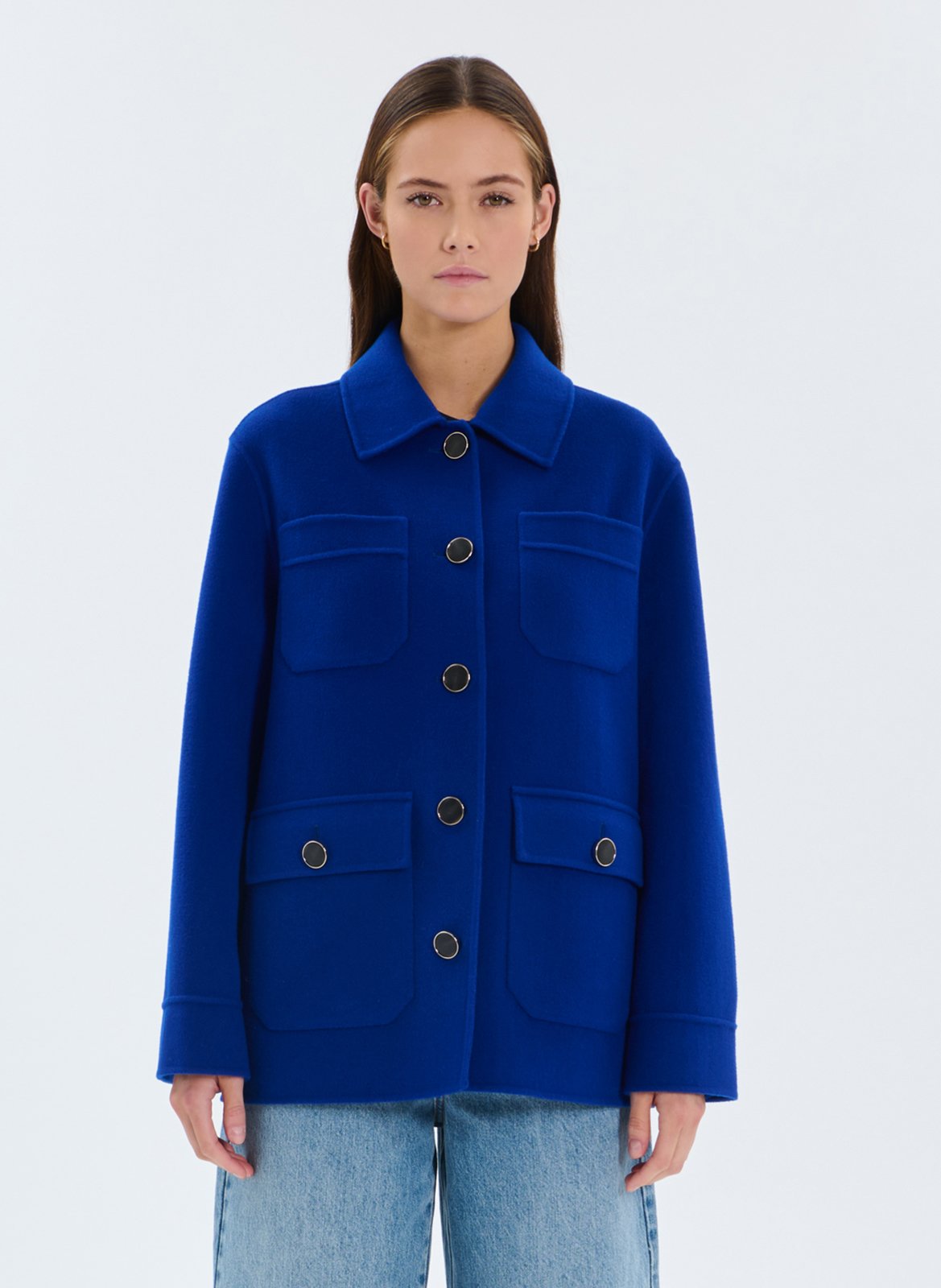 Gerade geschnittener Mantel mit Knopfleiste ZAPA Blau