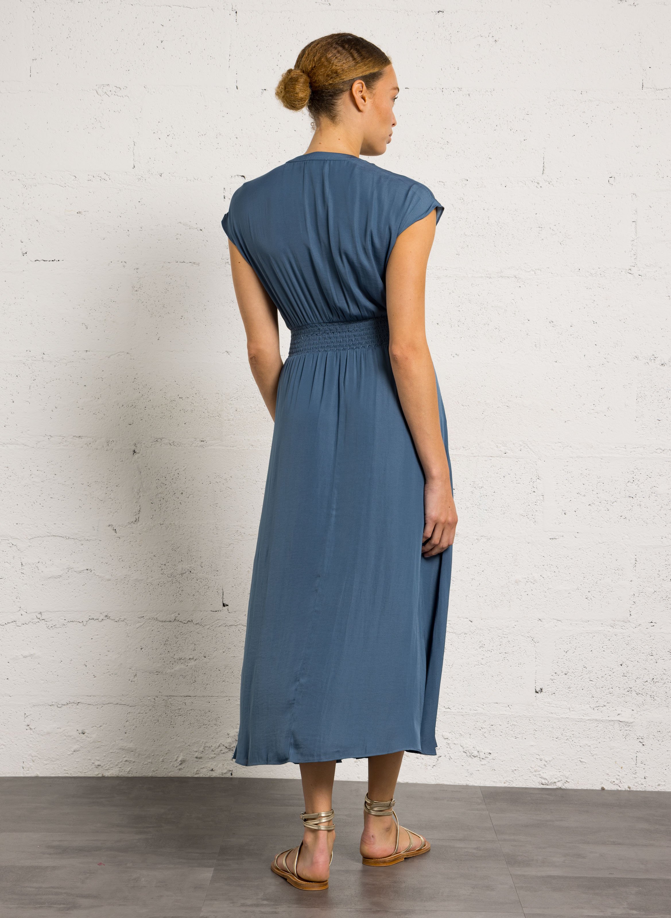 Long ribbed tunic with Tunisian collar MAISON 123 Blue