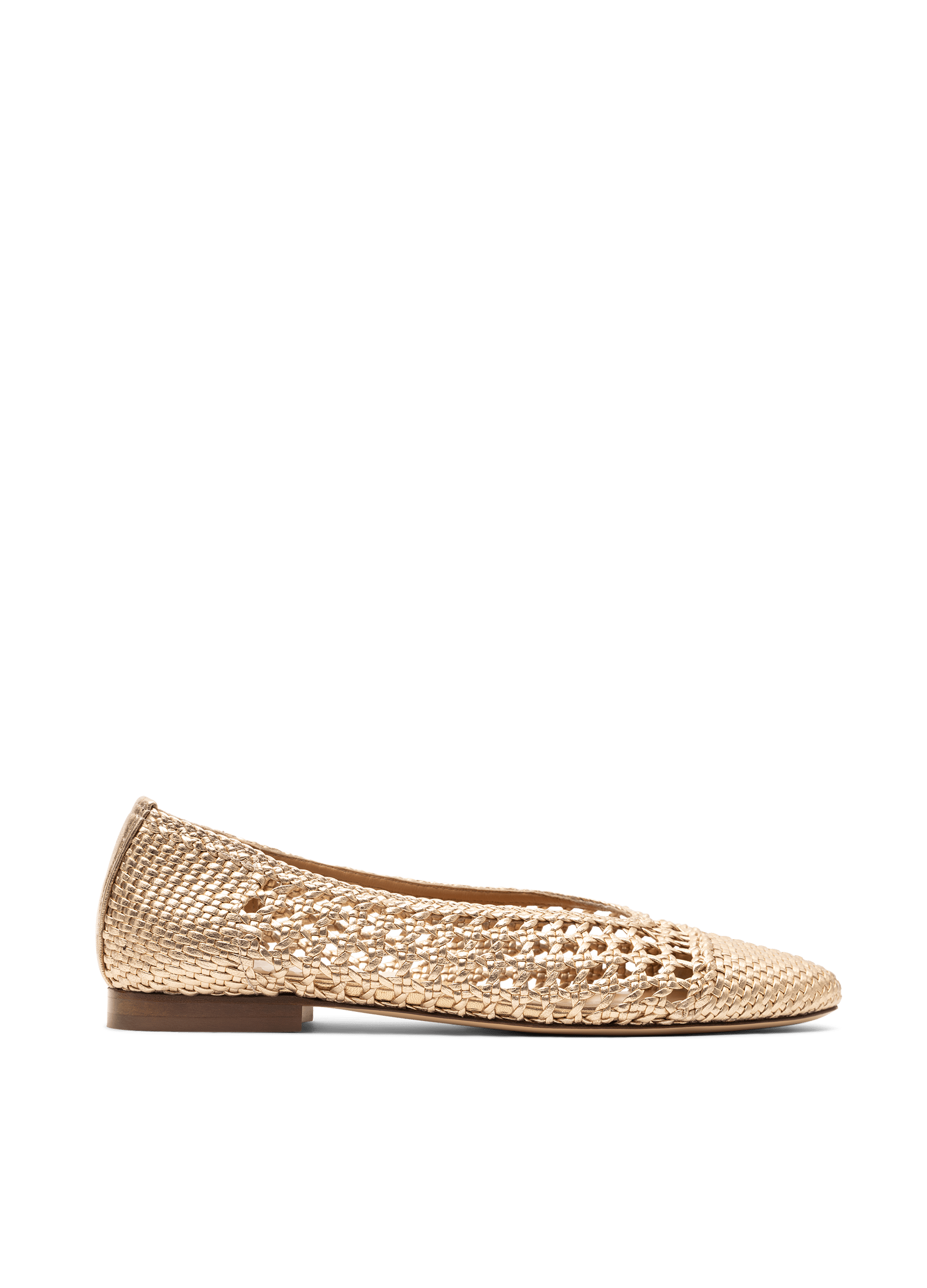 Braided gold nappa leather ballerina flats PARALLELE PARIS Golden