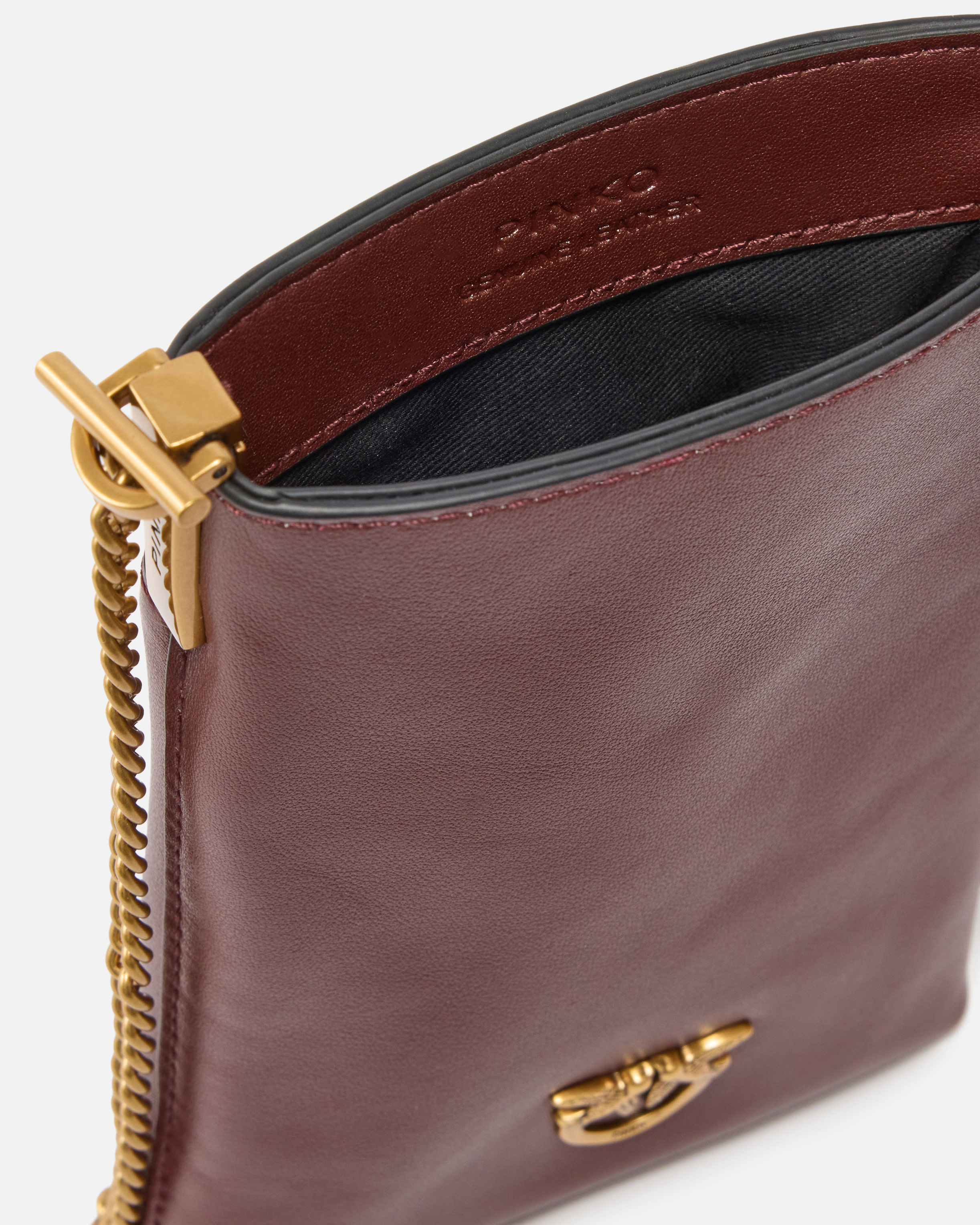 Leather smartphone case with shoulder strap PINKO Golden