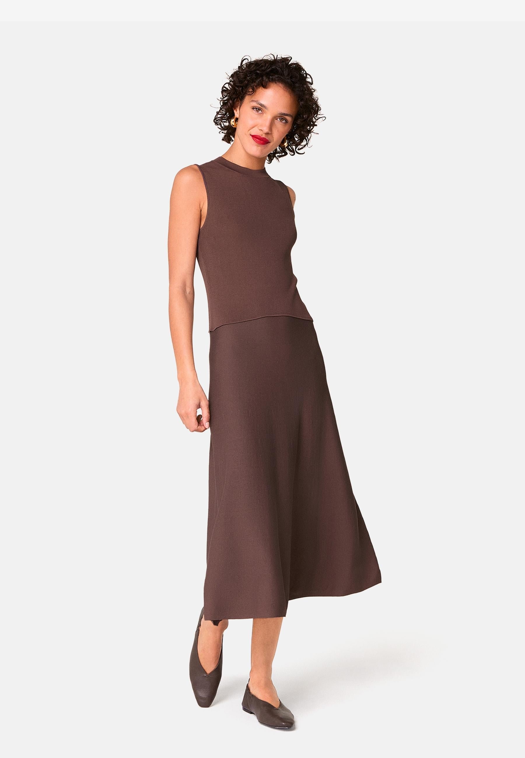 Long flared dress RODIER Brown