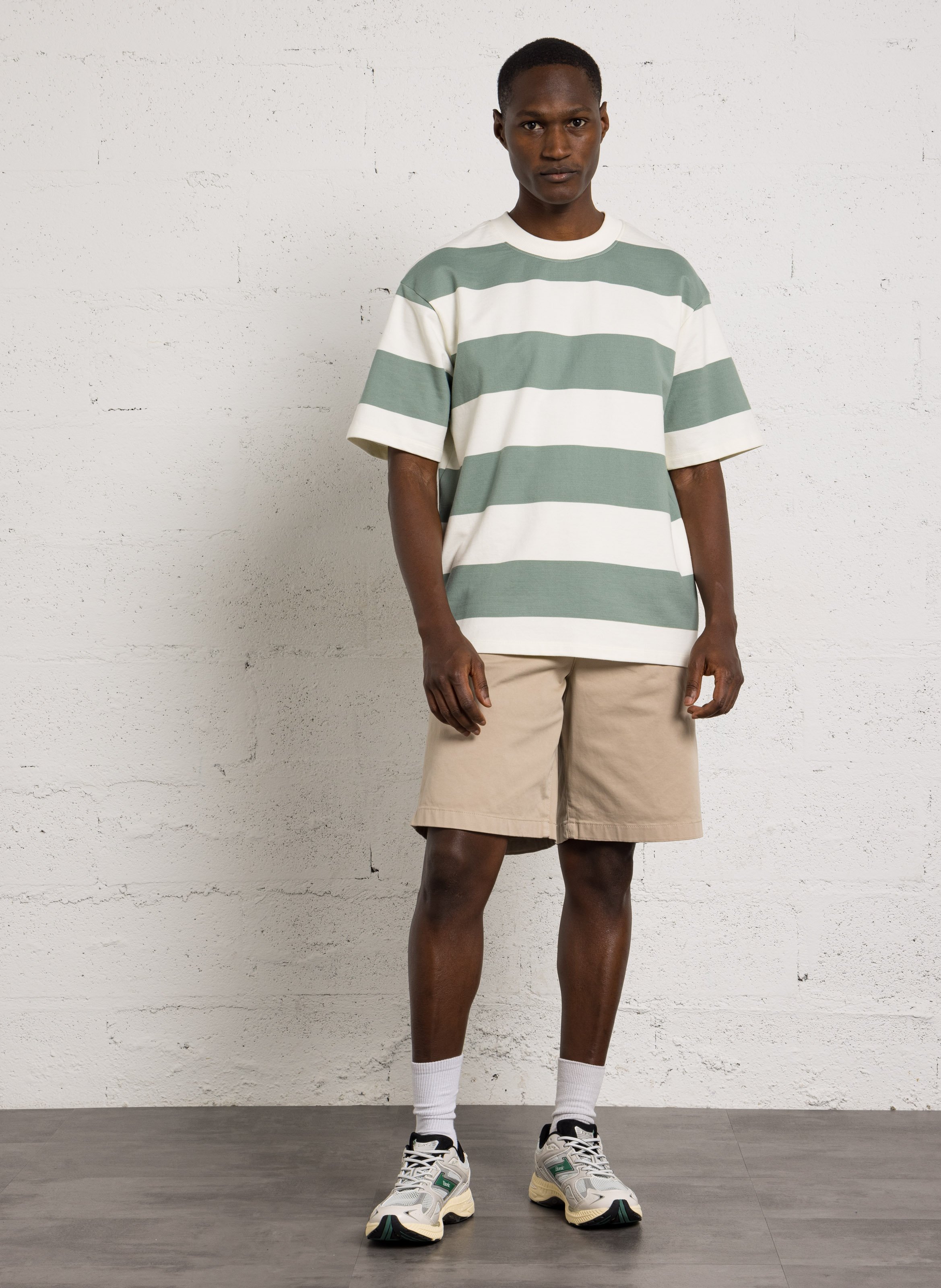 Tee-shirt droit rayé en coton bio MINIMUM Vert