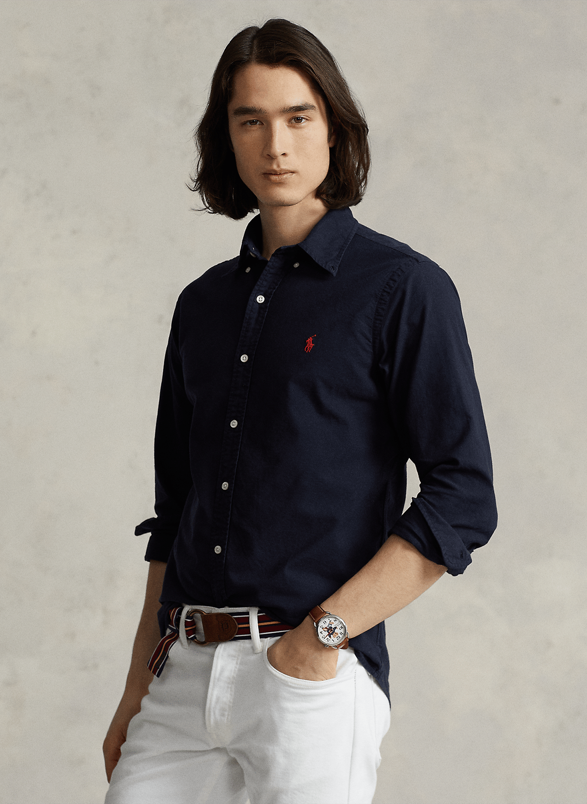 Chemise droite col classique en coton POLO RALPH LAUREN Bleu