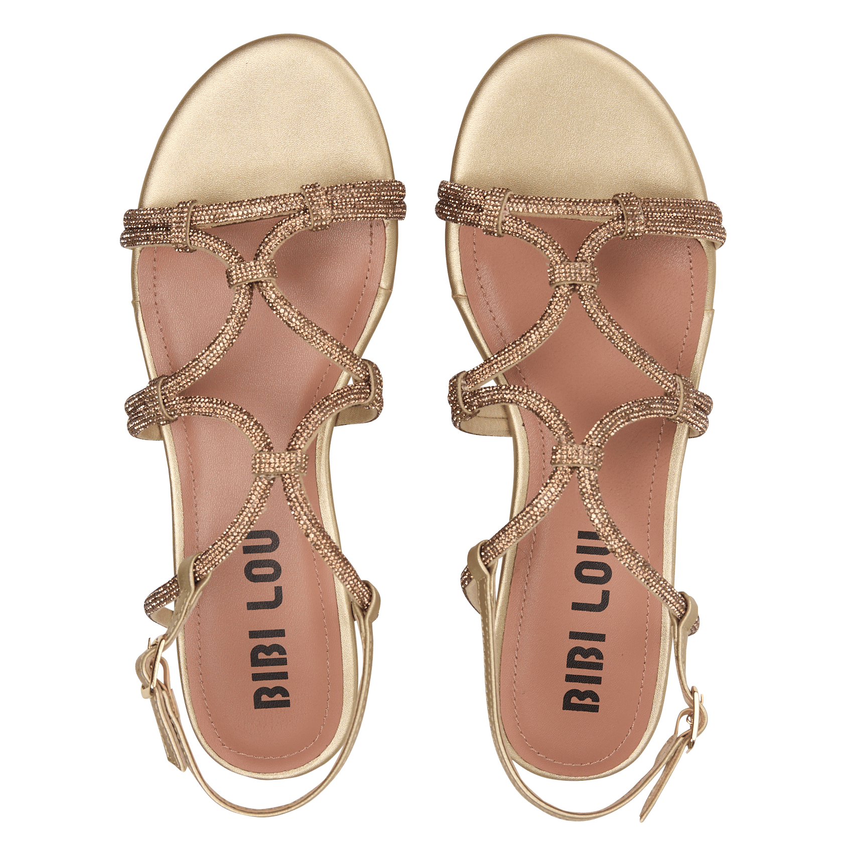 Sandales plates à strass BIBI LOU Doré